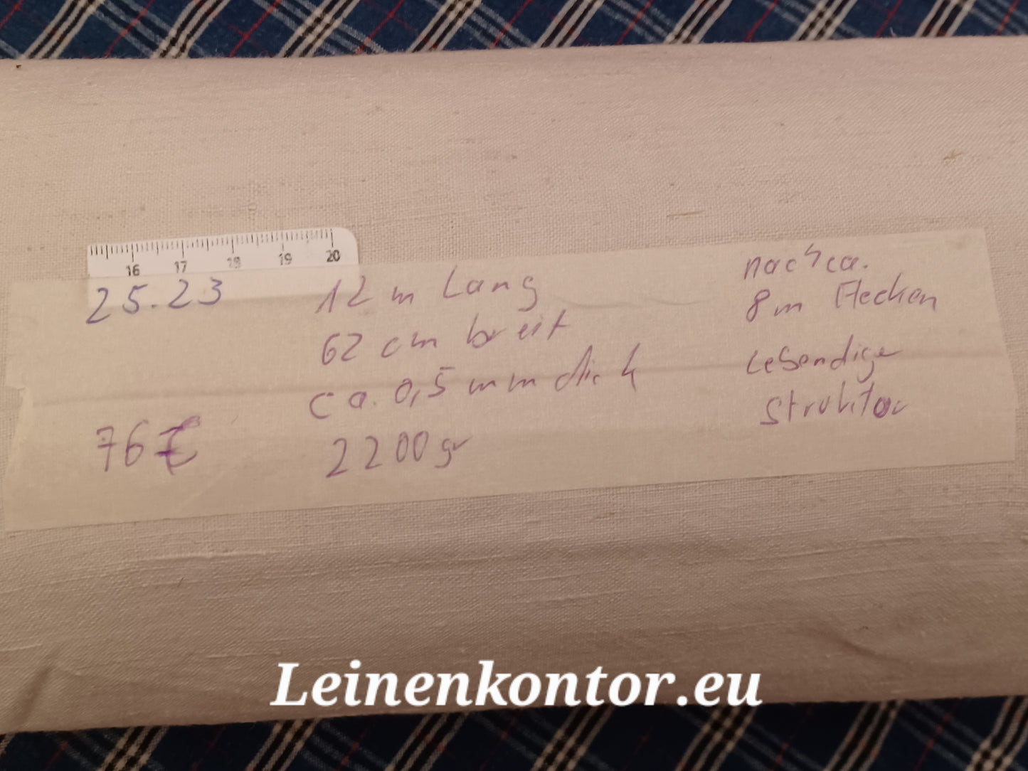 25.33 (10,3m x 0,67m x 0,55mm) Leinen Landhaus Leinenstoff Leinenballen