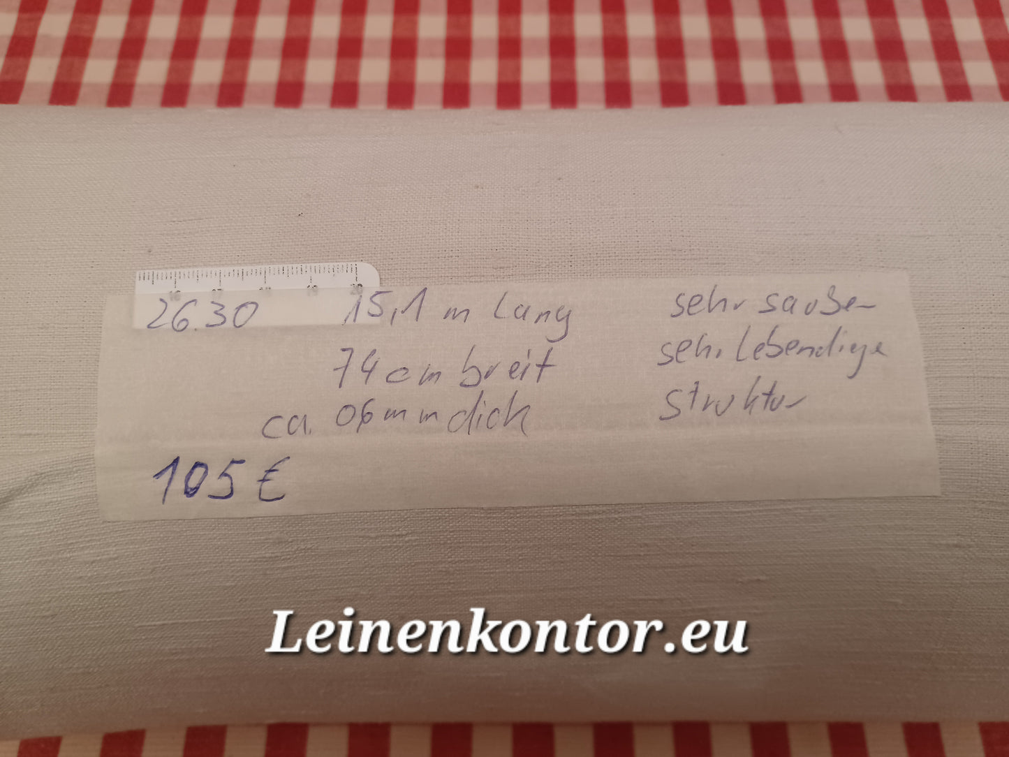 26.30 (15,1m x 74m x 0,6mm, 3580gr) Leinen Landhaus Leinenstoff Leinenballen