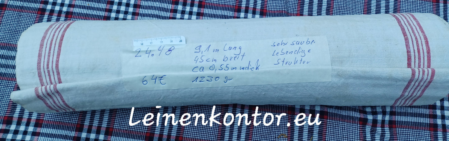24.48 (9,1m x 0,45 x 0,55mm dick) Handtuchleinen Altes Bauernleinen Landhaus Leinenstoff Leinenballen