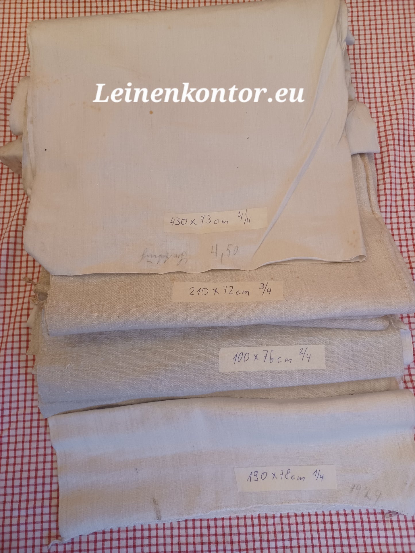 Konv. 01.03 (4 Teile) Leinen Landhaus Leinenstoff Leinenballen Bauernleinen