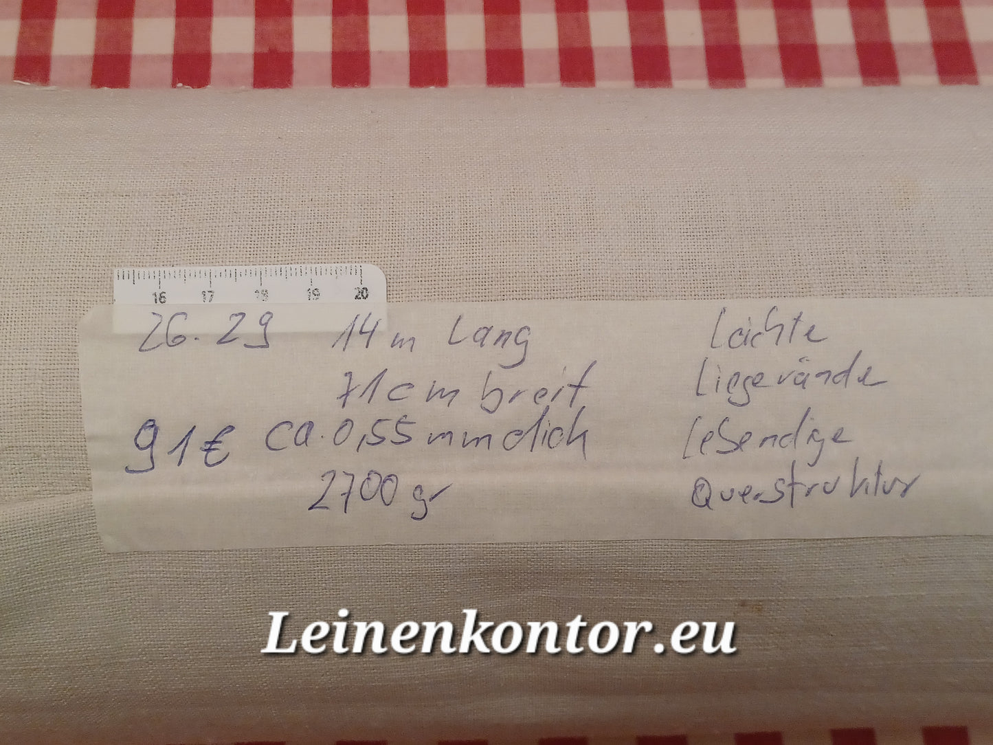 26.29 (14m x 0,71m x 0,55mm, 2700gr) Leinen Landhaus Leinenstoff Leinenballen