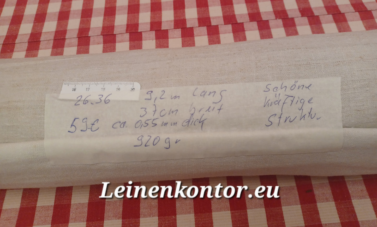 26.36 (9,2m x 0,37m x 0,55mm, 920gr) Leinen Landhaus Leinenstoff Leinenballen