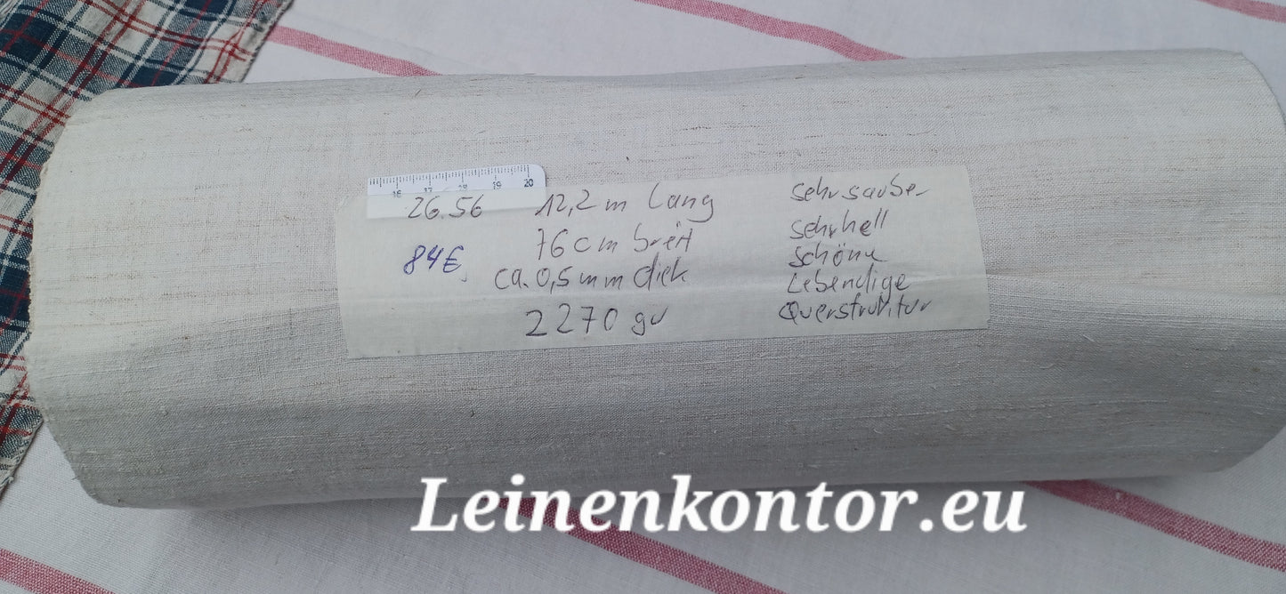 26.56 (12,2m x 0,76m x 0,5mm, 2270gr) Leinen Landhaus Leinenstoff Leinenballen