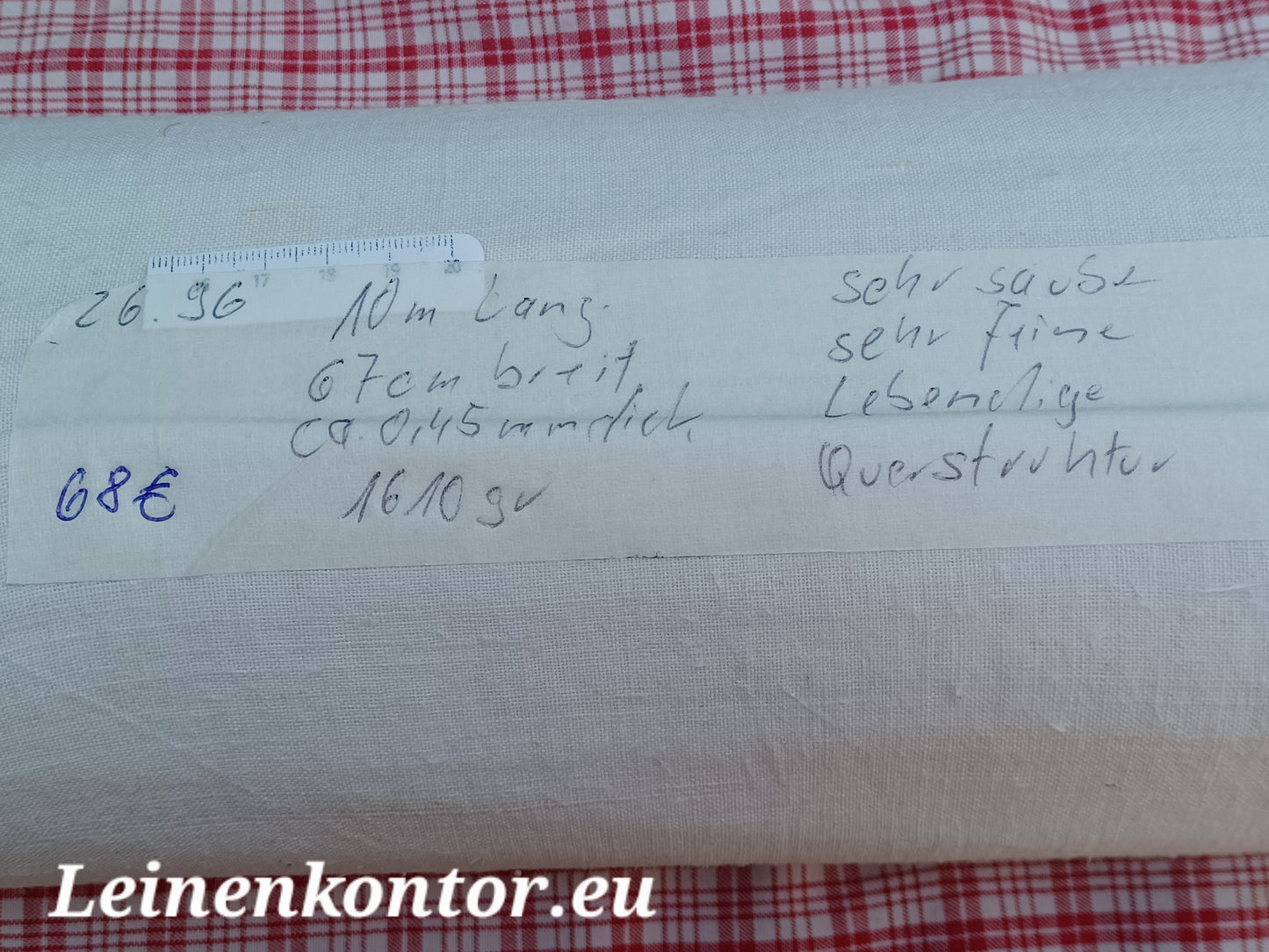 26.96 (10m x 0,67m x 0,45mm, 1610gr) Leinen Landhaus Leinenstoff Leinenballen