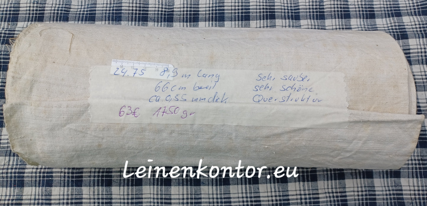 24.75 (8,9m x 0,66m x 0,55mm) Altes Bauernleinen Landhaus Leinenstoff Leinenballen