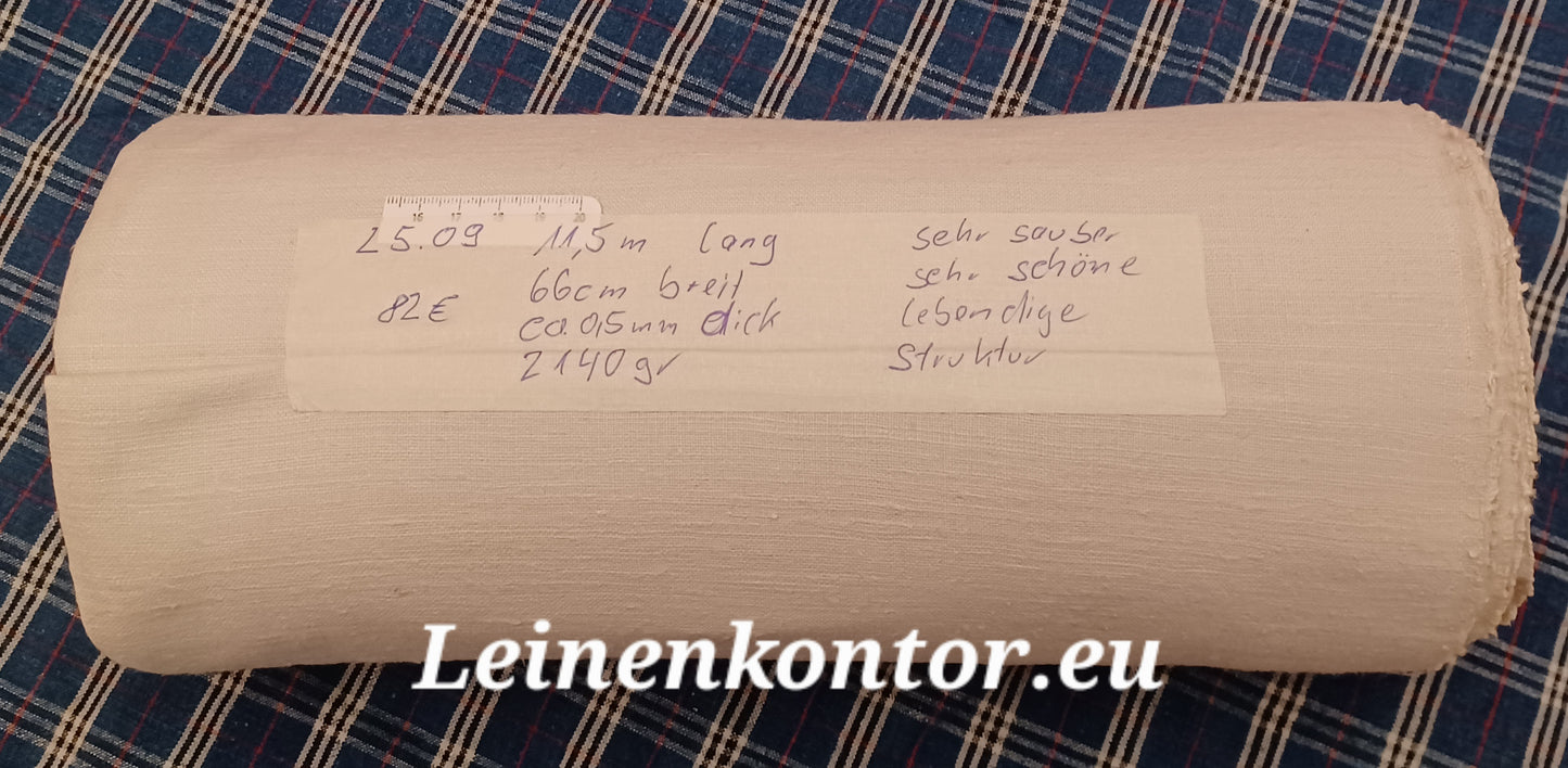 25.09 (11,5m x 0,66m x 0,5mm) Leinen Landhaus Leinenstoff Leinenballen