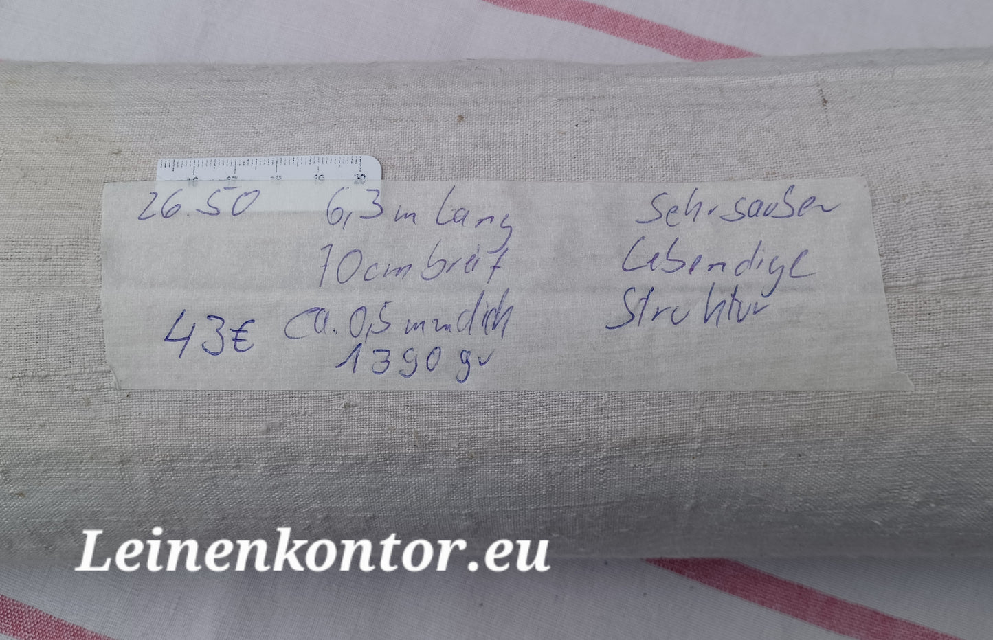 26.50 (6,3m x 0,70m x 0,5mm, 1390gr) Leinen Landhaus Leinenstoff Leinenballen