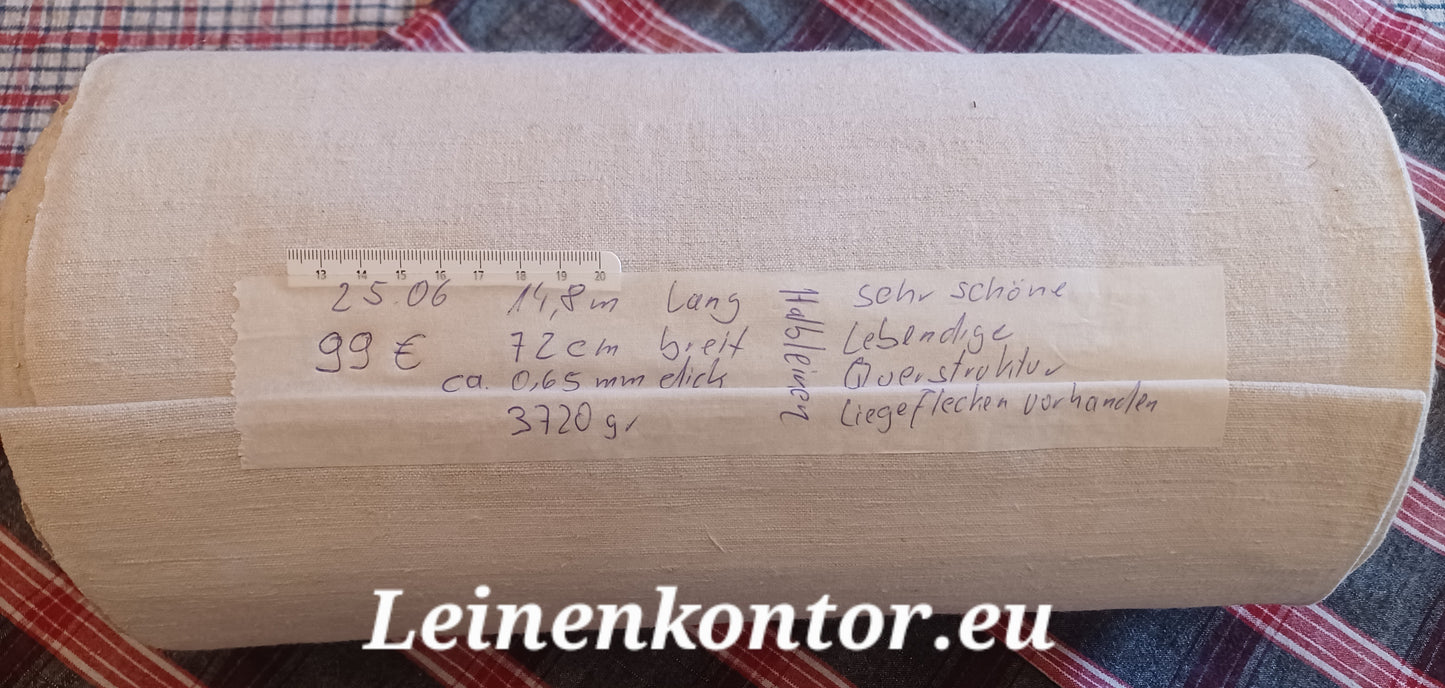 25.06 (14,8m x 0,72m x 0,65mm) Leinen Landhaus Leinenstoff Leinenballen