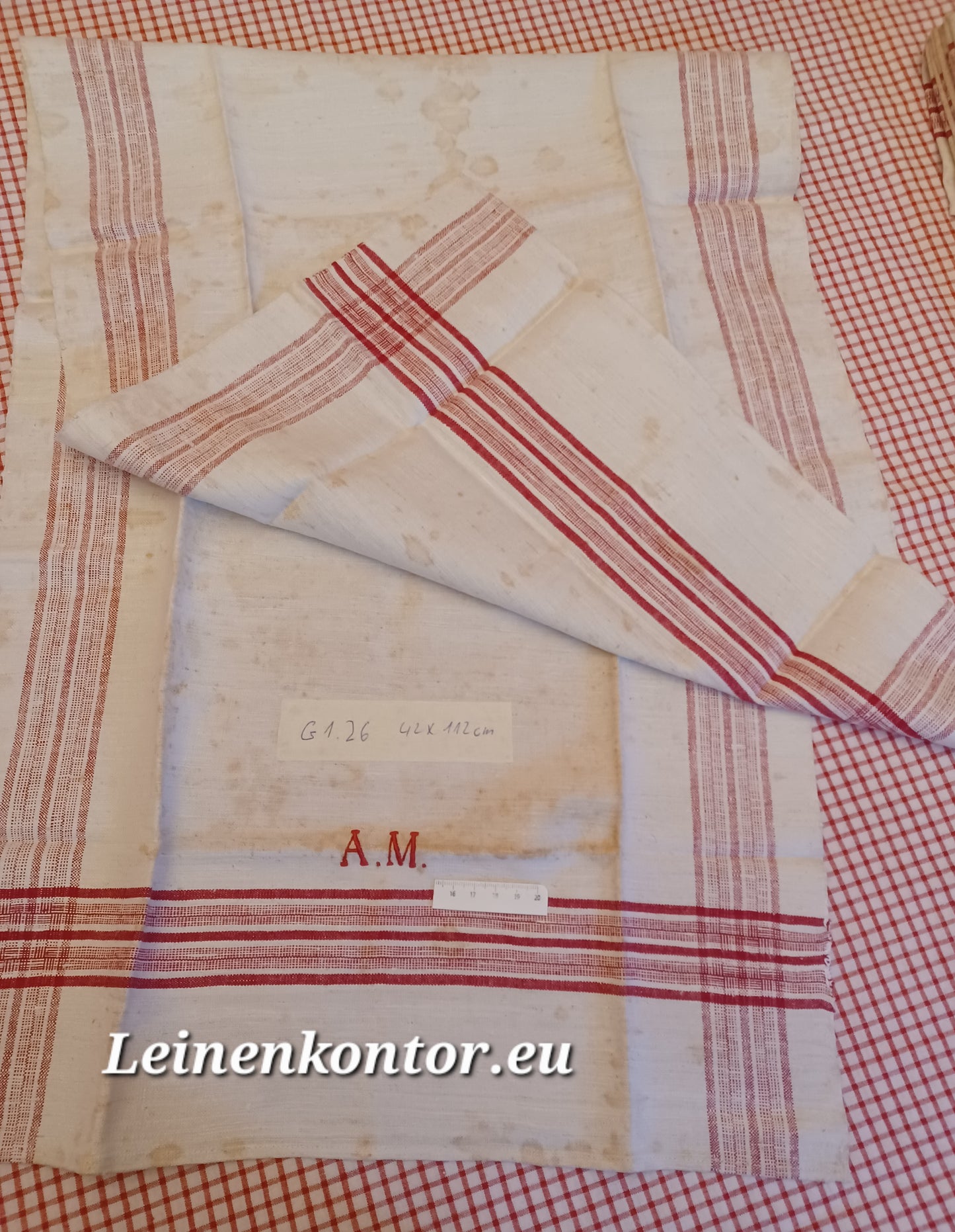 G1.26 (112cm x 42cm) Geschirrhandtuch Altes Bauerleinen Landhaus Leinenstoff Leinenhandtücher