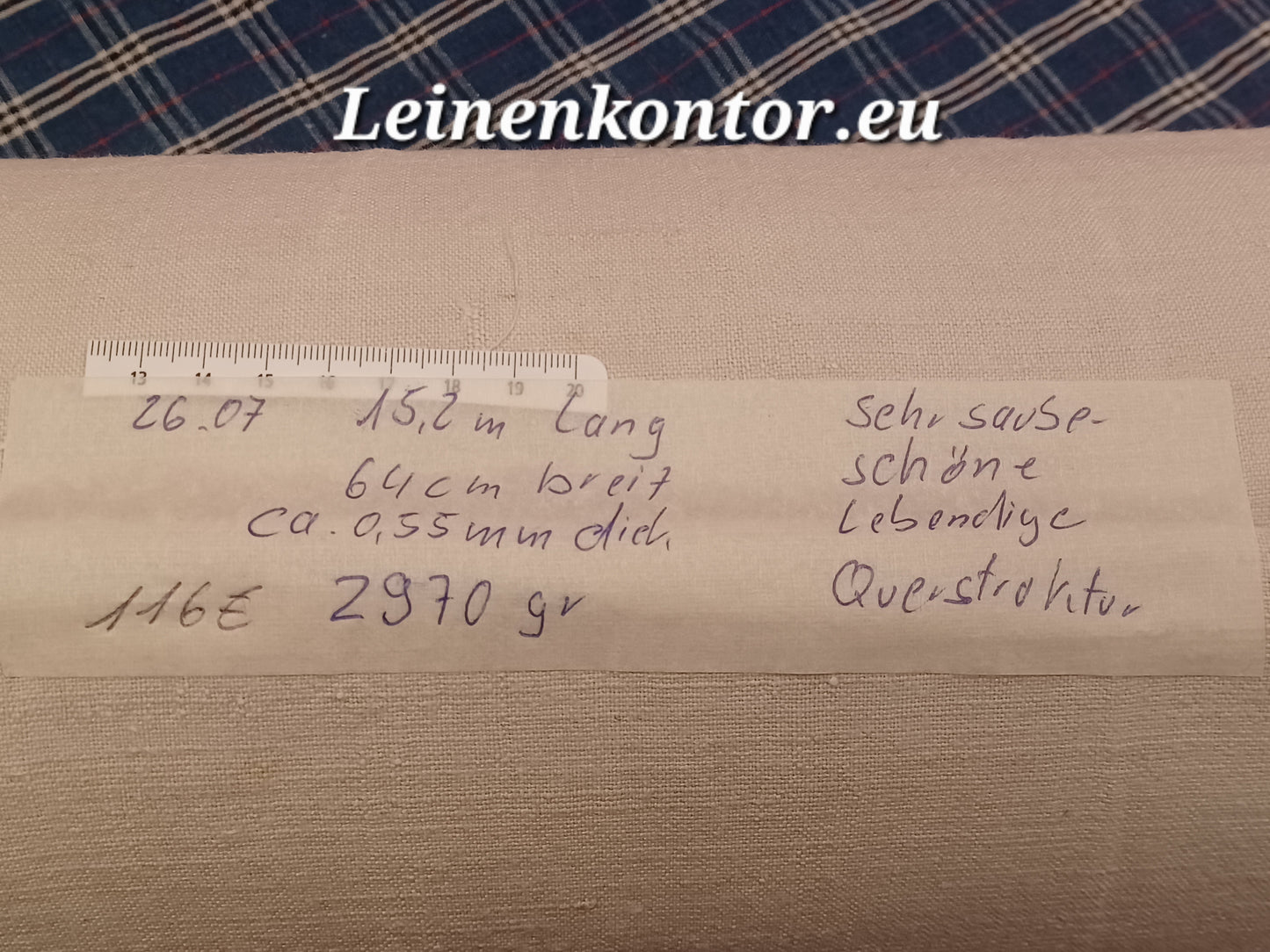 26.07 (15.2m x 0,64m x 0,55mm, 2970gr) Bauernleinen Leinen Landhaus Leinenstoff Leinenballen