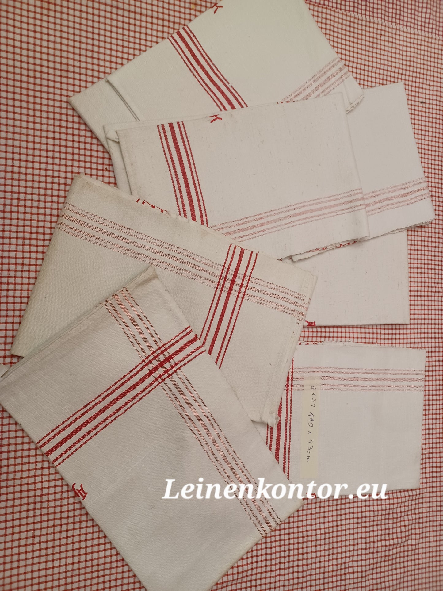 G1.34 (110cm x 43cm) Geschirrhandtuch Altes Bauerleinen Landhaus Leinenstoff Leinenhandtücher