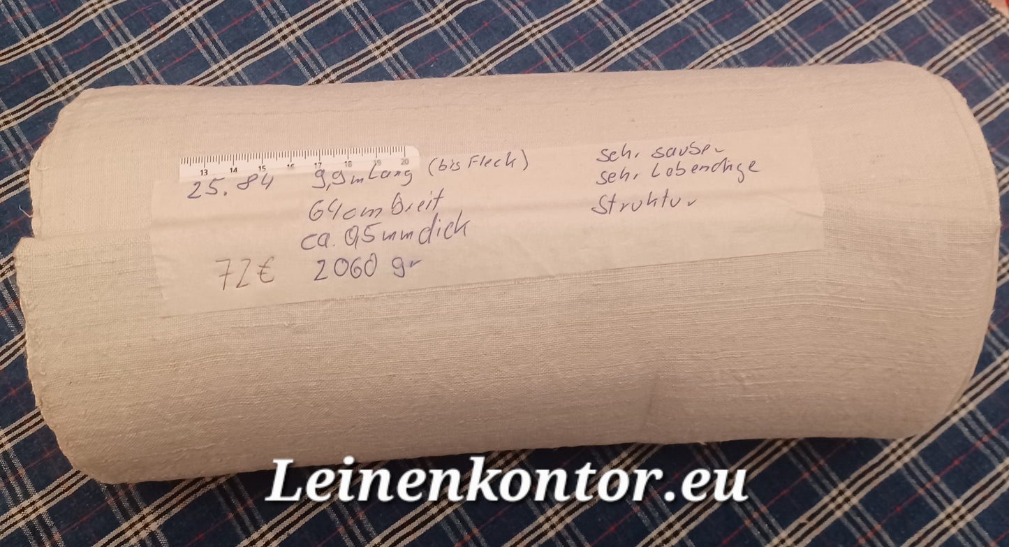 25.84 (9,9m x 0,64m x 0,5mm, 2060gr) Bauernleinen Leinen Landhaus Leinenstoff Leinenballen