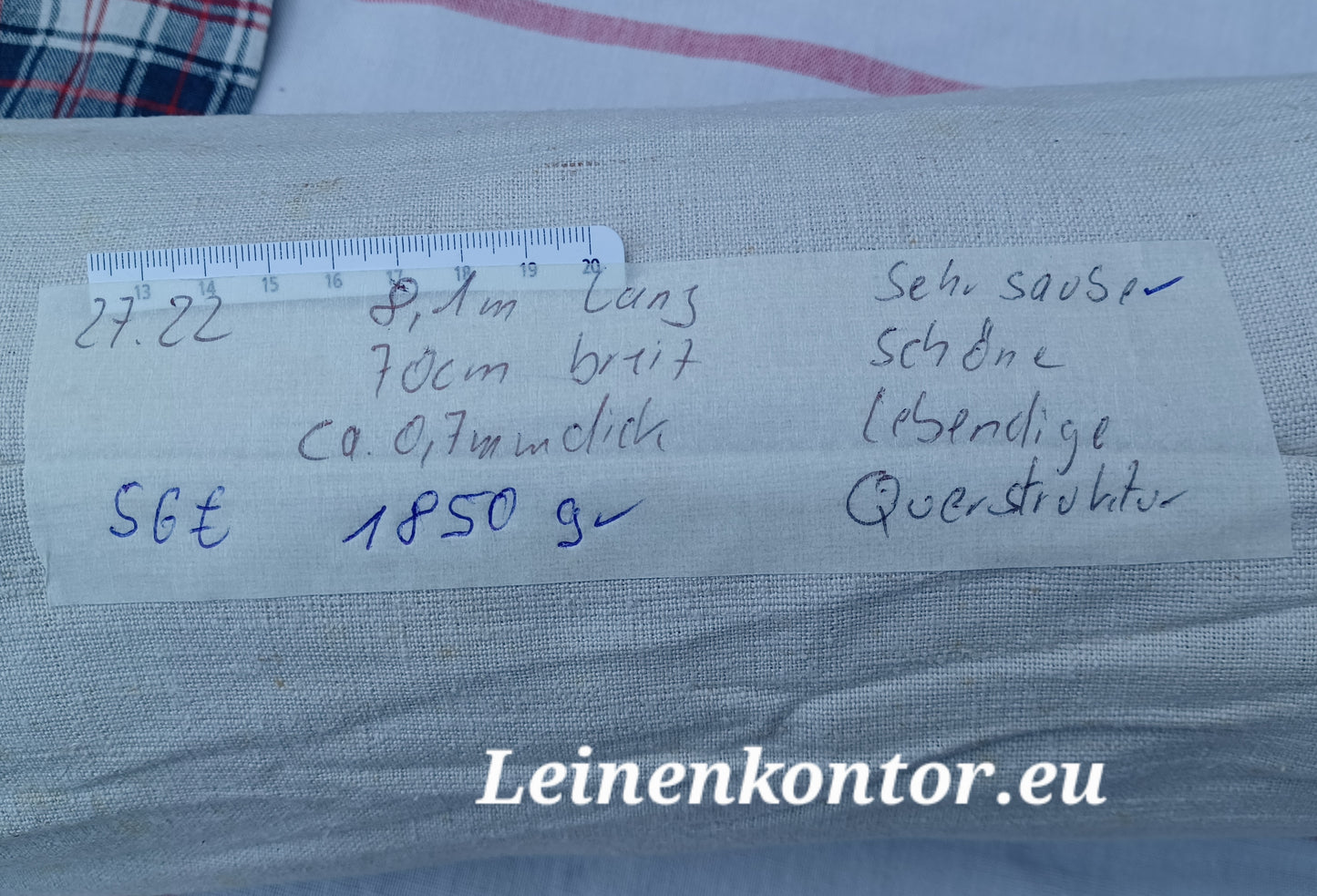 27.22 (8,1m x 0,70m x 0,7mm, 1850gr) Leinen Landhaus Leinenstoff Leinenballen