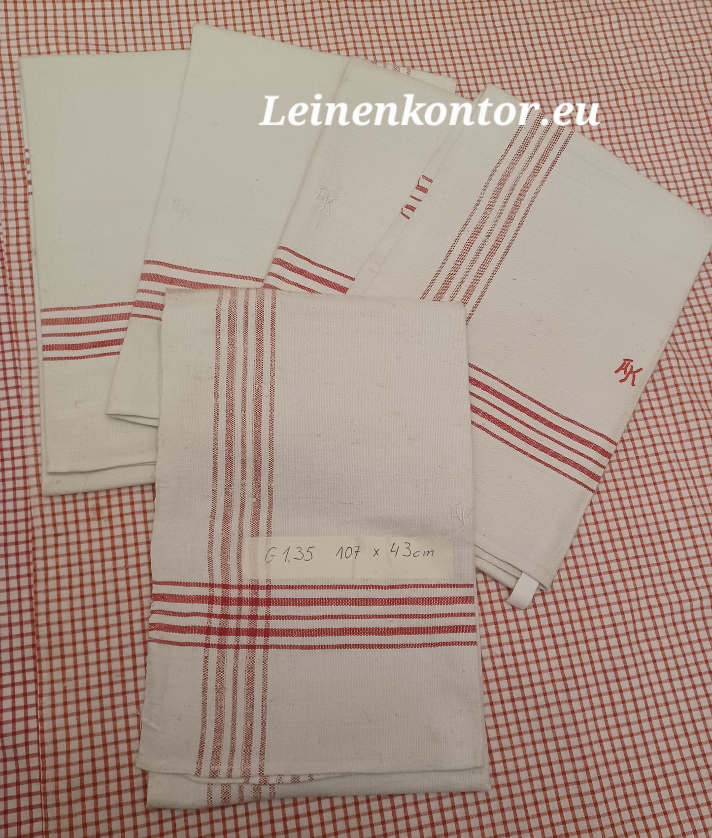 G1.35 (107cm x 43cm) Geschirrhandtuch Altes Bauerleinen Landhaus Leinenstoff Leinenhandtücher