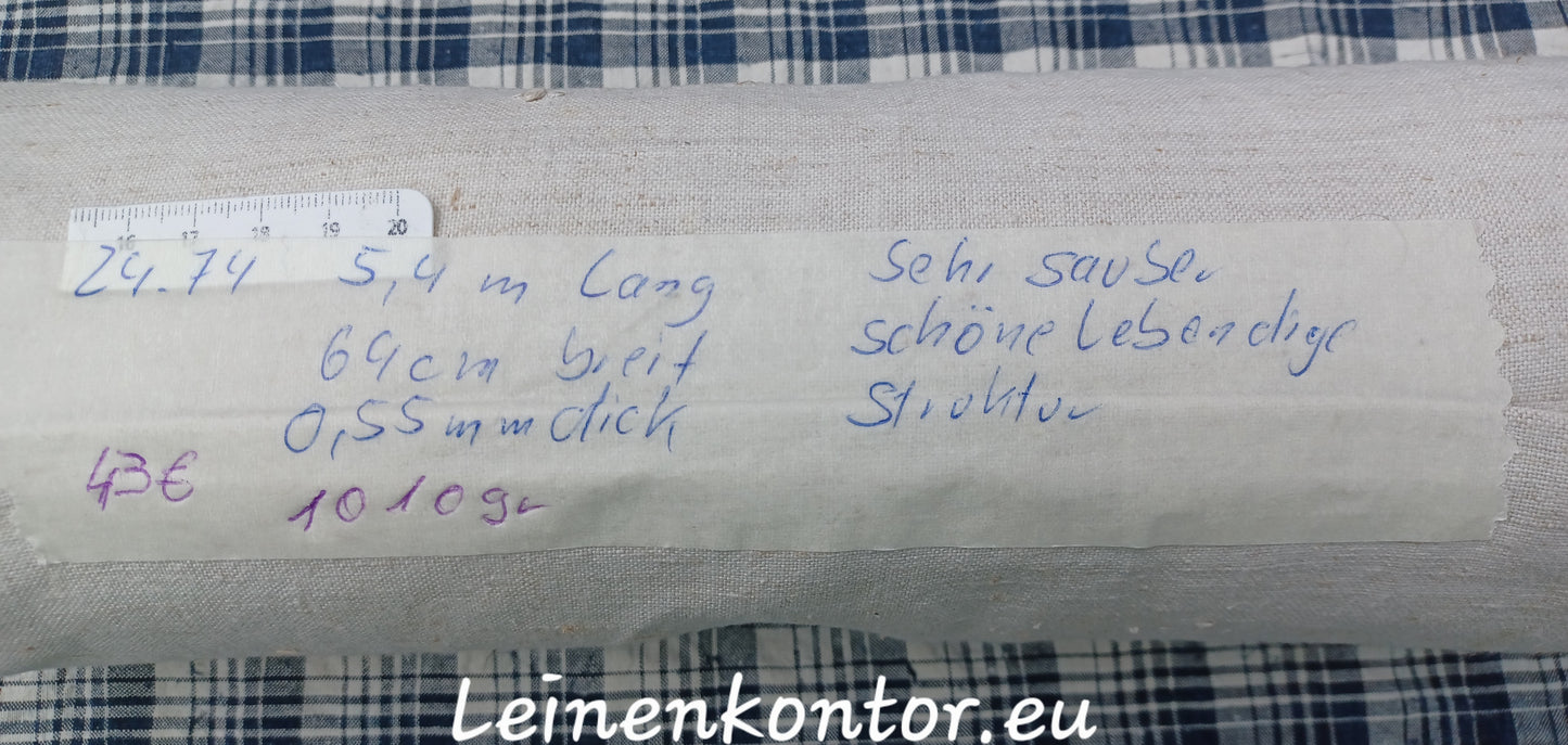 24.74 (5,4m x 0,66m x 0,5mm) Altes Bauernleinen Landhaus Leinenstoff Leinenballen