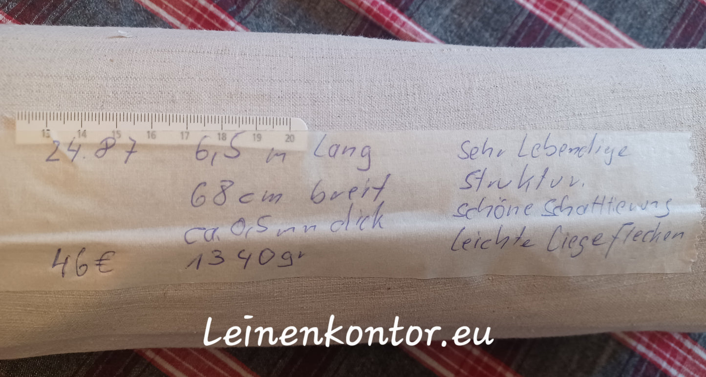 24.87 (6,5m x 0,68m x 0,5mm) Leinen Landhaus Leinenstoff Leinenballen