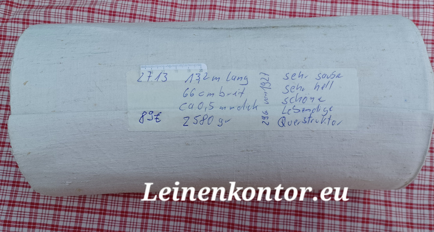 27.13 (13,2m x 0,66m x 0,5mm, 2580gr) Leinen Landhaus Leinenstoff Leinenballen