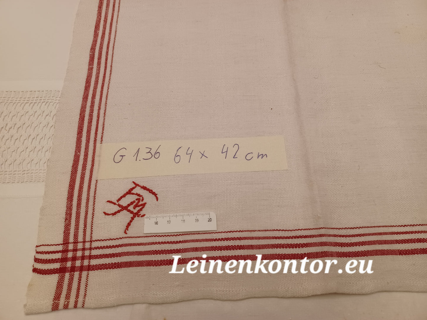 G1.36 (64cm x 42cm) Geschirrhandtuch Altes Bauerleinen Landhaus Leinenstoff Leinenhandtücher