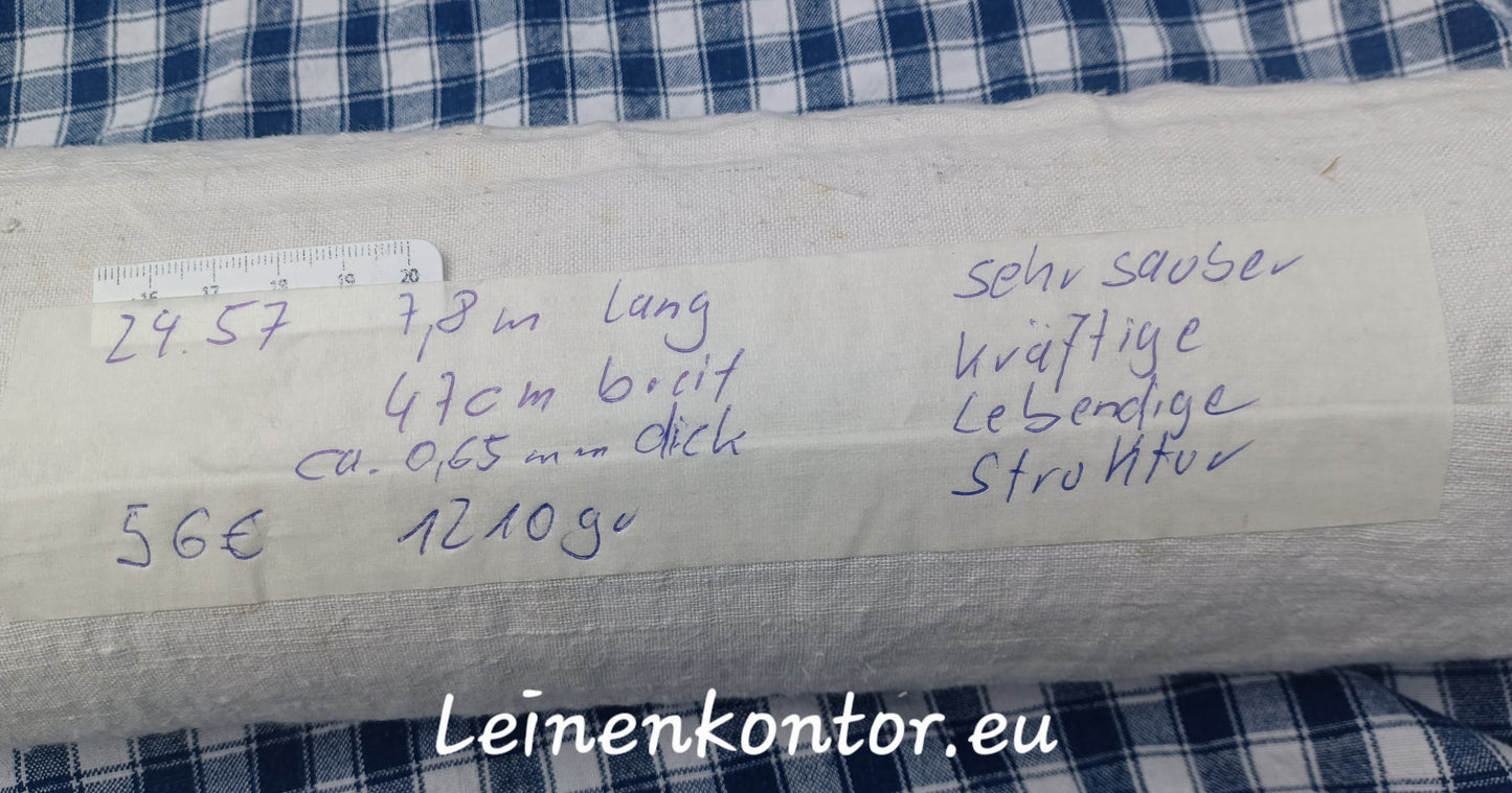 24.57 (7,8m x 0,47m x 0,65mm dick) Handtuchleinen Altes Bauernleinen Landhaus Leinenstoff Leinenballen