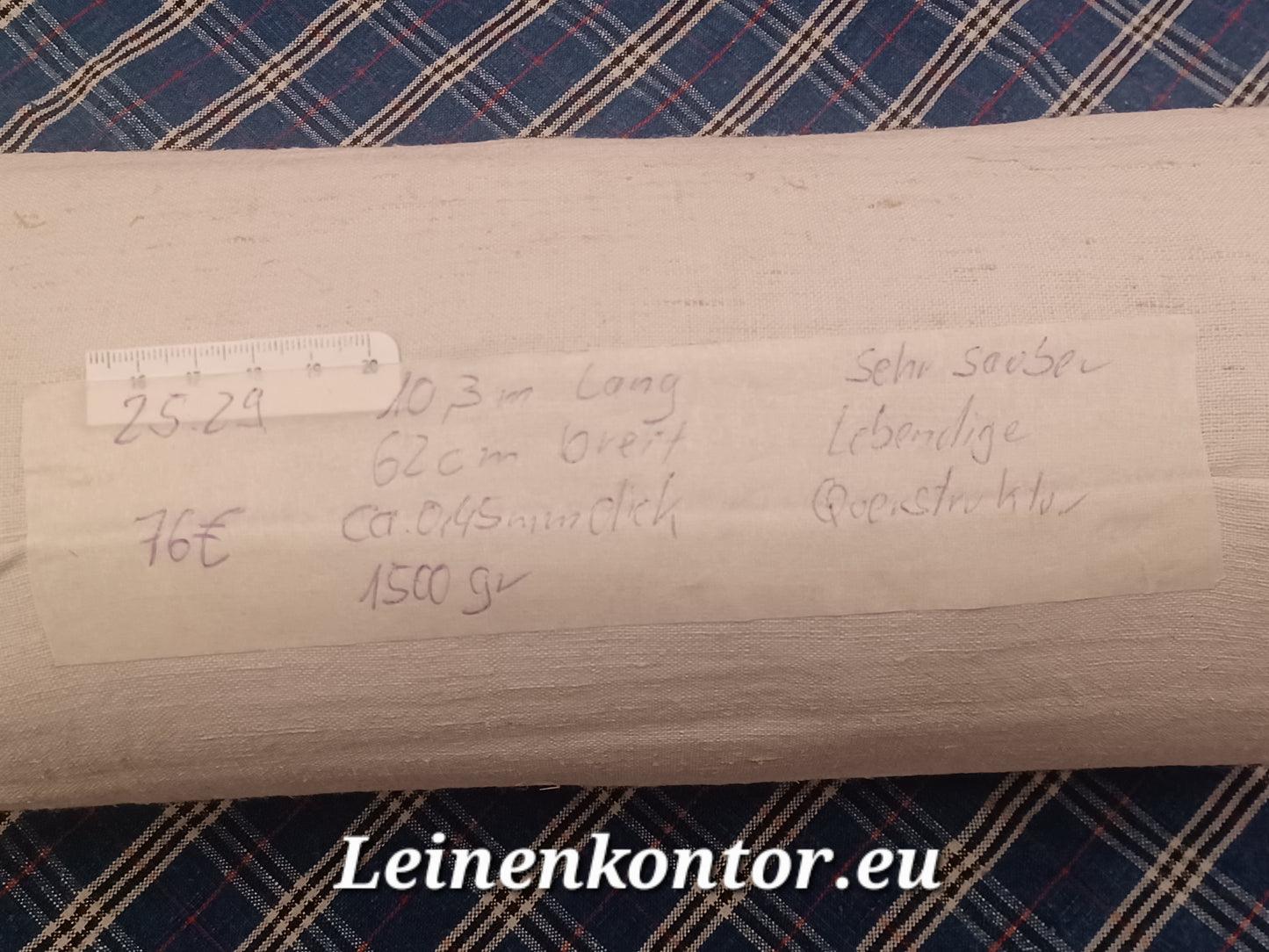 25.29 (10,3m x 0,62m x 0,45mm, 1500gr) Leinen Landhaus Leinenstoff Leinenballen