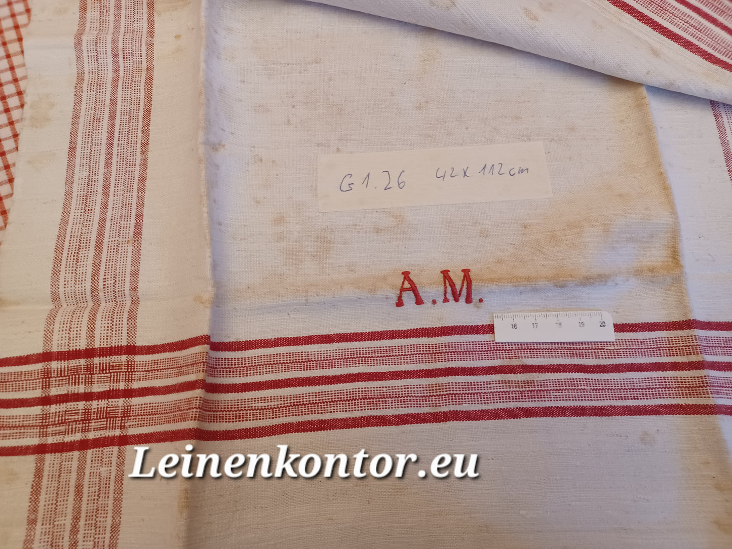 G1.26 (112cm x 42cm) Geschirrhandtuch Altes Bauerleinen Landhaus Leinenstoff Leinenhandtücher