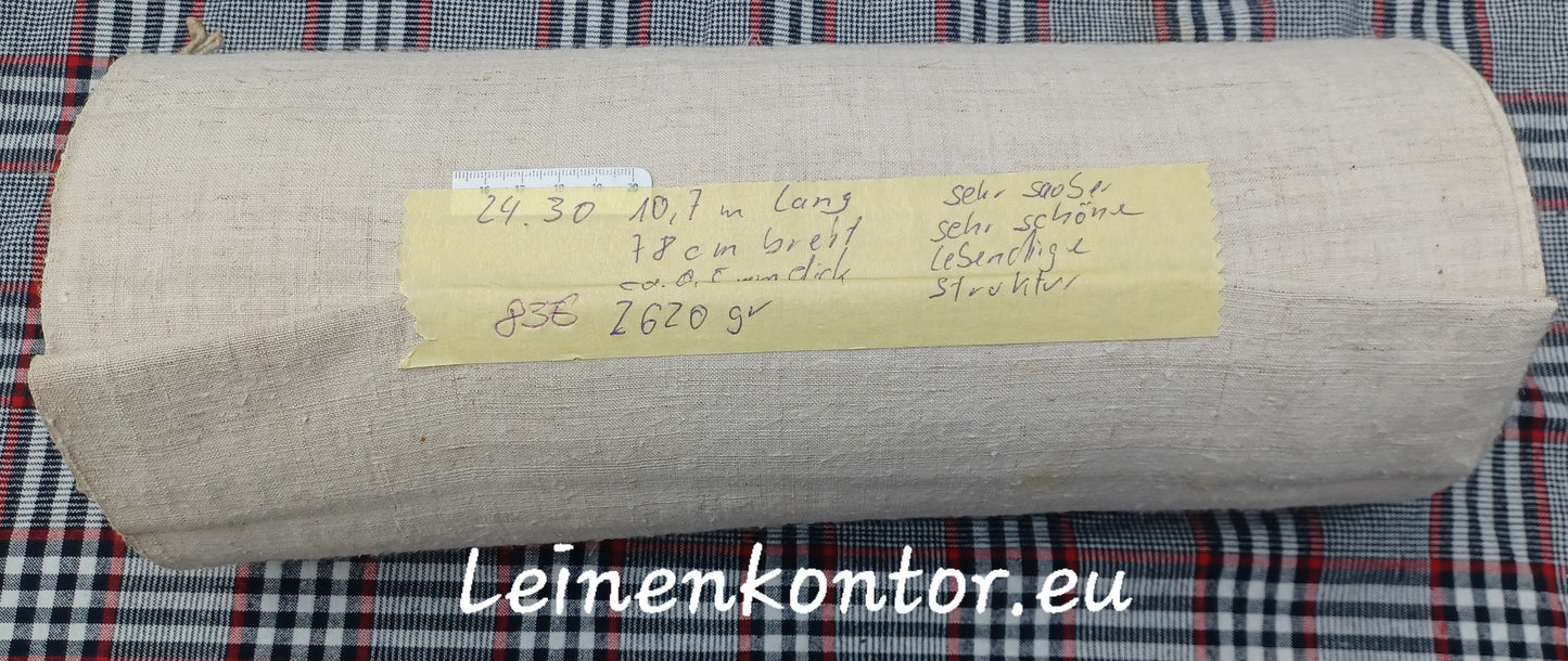 24.30 (10,7m x 0,78m x 0,5mm) Altes Bauernleinen Landhaus Leinenstoff Leinenballen