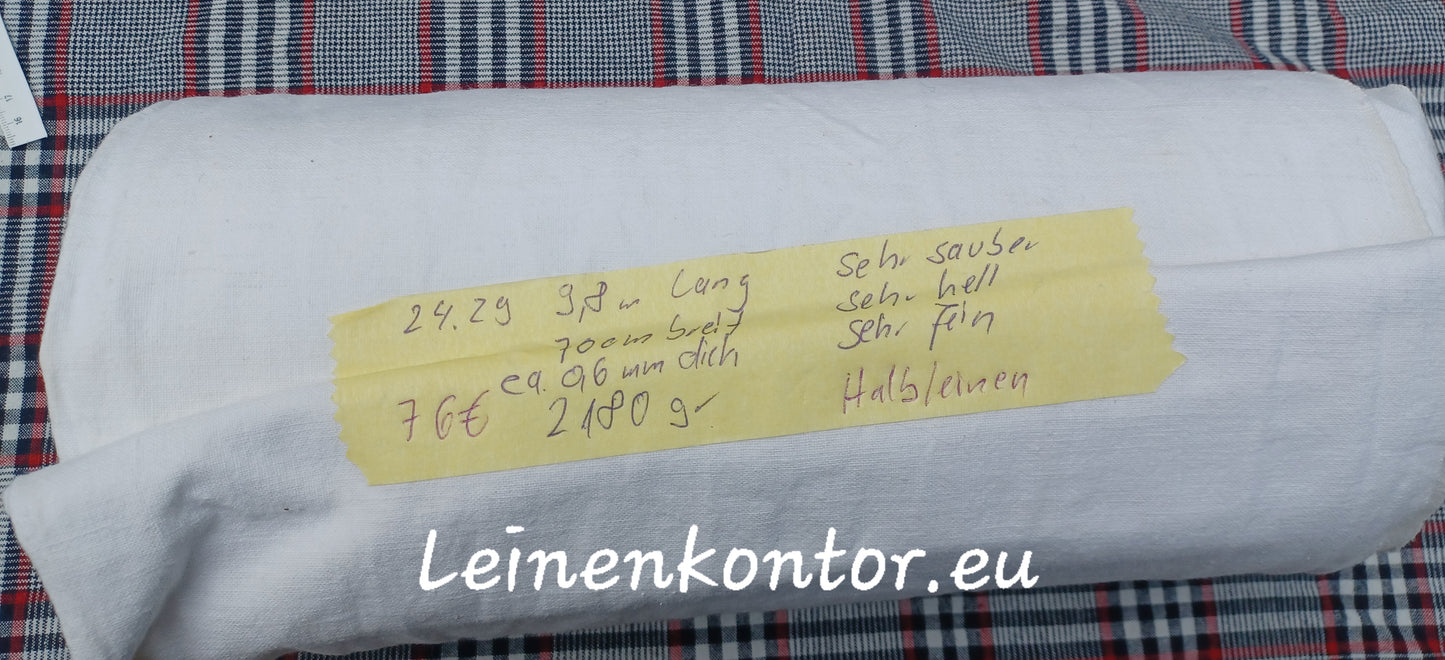 24.29 (9,8m x 0,70m x 0,6mm) Halbleinen, Altes Bauernleinen Landhaus Leinenstoff Leinenballen