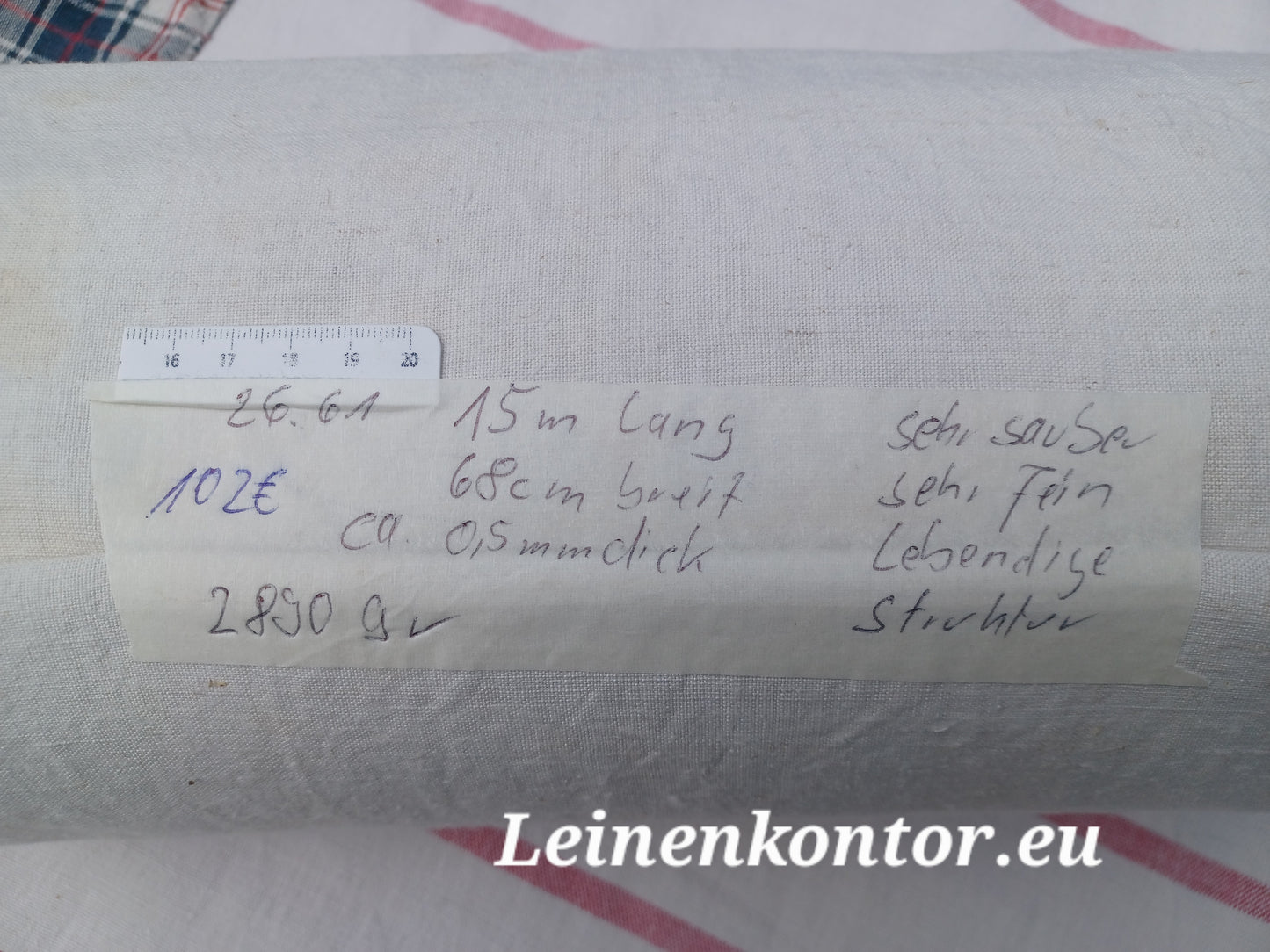 26.61 (15m x 0,68m x 0,5mm, 2890gr) Leinen Landhaus Leinenstoff Leinenballen