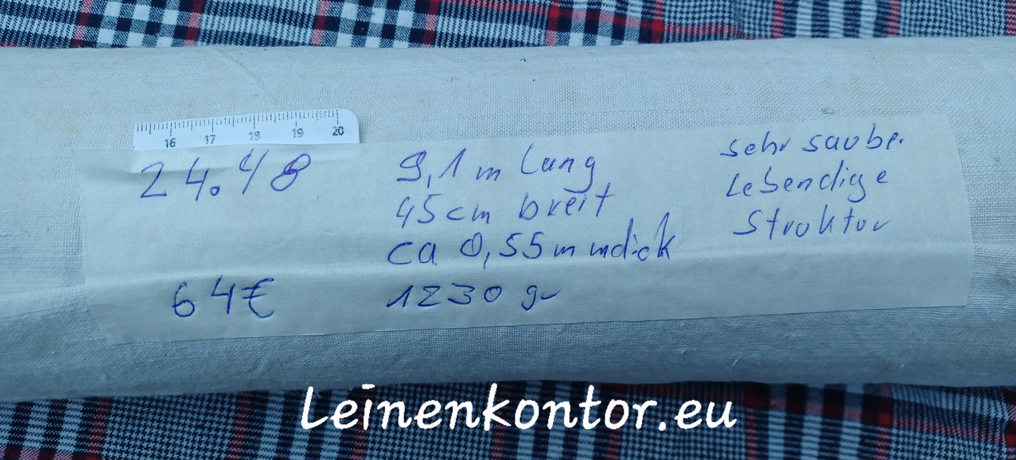 24.48 (9,1m x 0,45 x 0,55mm dick) Handtuchleinen Altes Bauernleinen Landhaus Leinenstoff Leinenballen