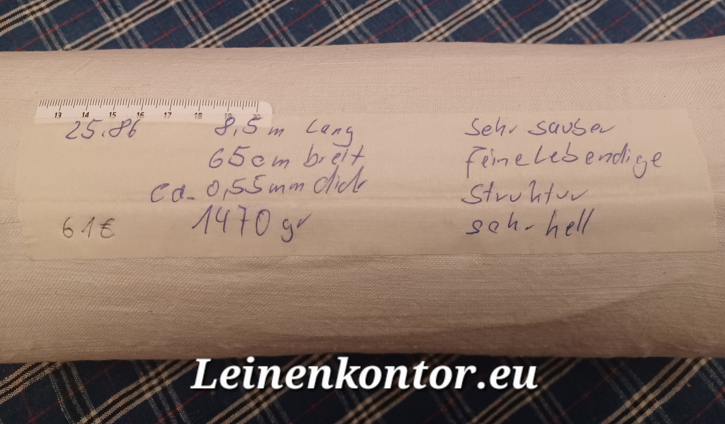 25.86 (8,5m x 0,65m x 0,55mm, 1470gr) Bauernleinen Leinen Landhaus Leinenstoff Leinenballen