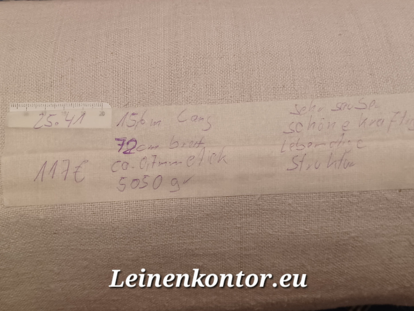 25.41 (15.6m x 0,72m x 0,7mm, 5050gr) Leinen Landhaus Leinenstoff Leinenballen