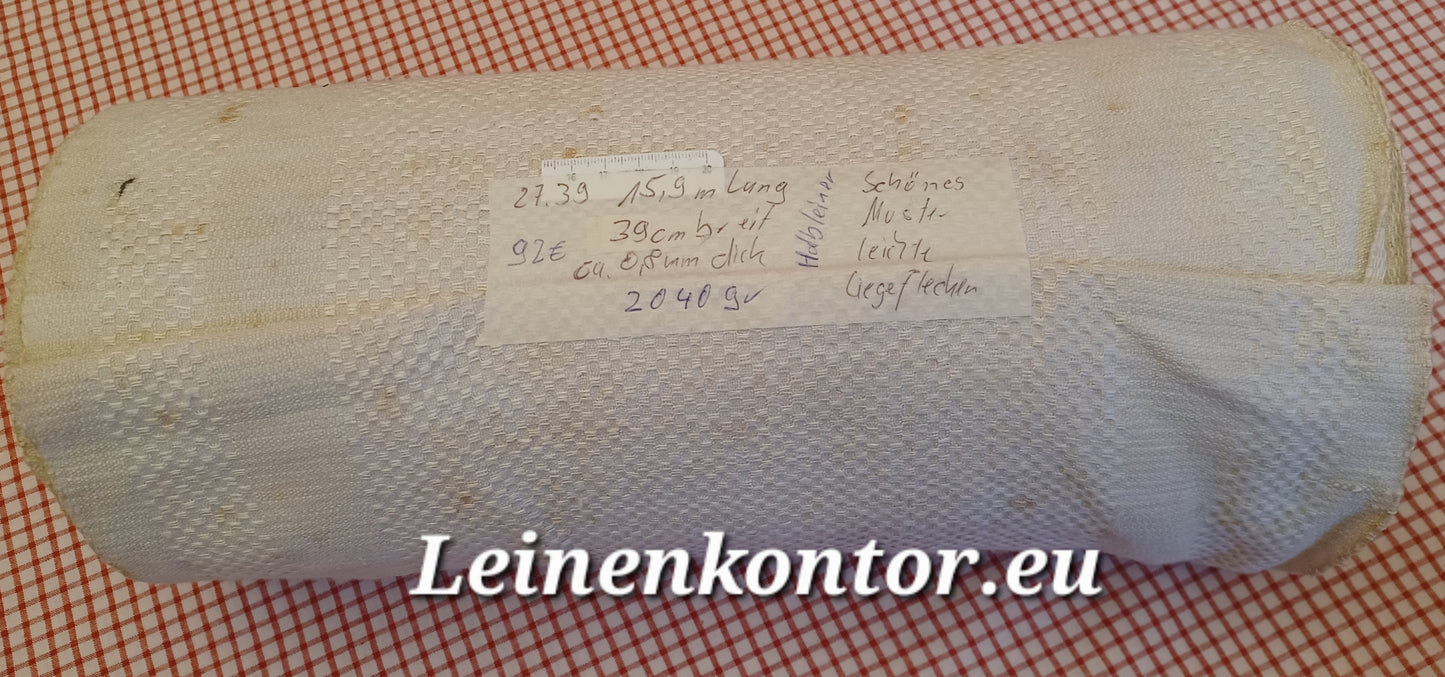 27.39 (15,9m x 0,39m x 0,8mm, 2040gr) Halbleinen, Altes Bauernleinen Landhaus Leinenstoff Leinenballen