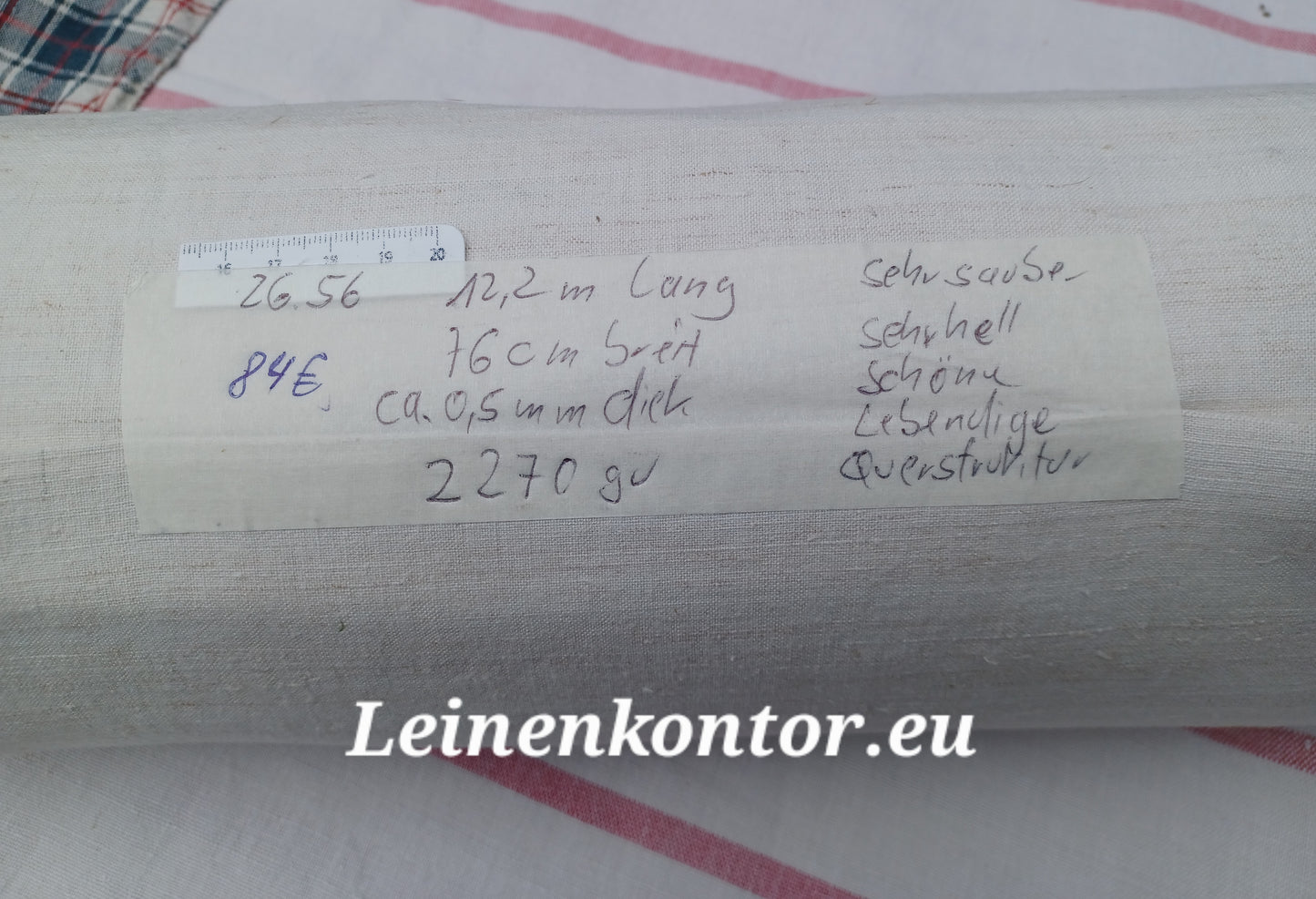 26.56 (12,2m x 0,76m x 0,5mm, 2270gr) Leinen Landhaus Leinenstoff Leinenballen