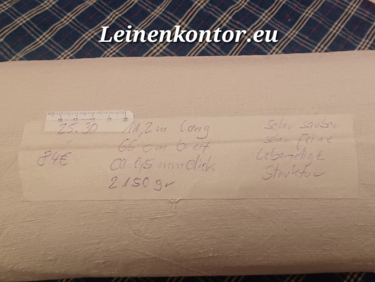 25.30 (11,2m x 0,66m x 0,5mm, 2140gr) Leinen Landhaus Leinenstoff Leinenballen