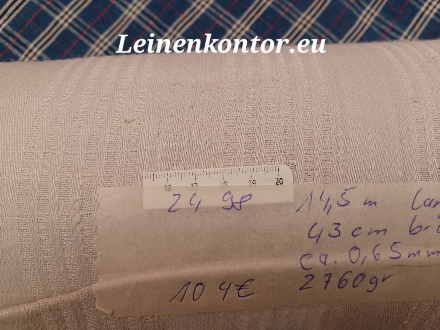 24.98 (14,5m x 0,43m x 0,65mm) Halbleinen, Altes Bauernleinen Landhaus Leinenstoff Leinenballen