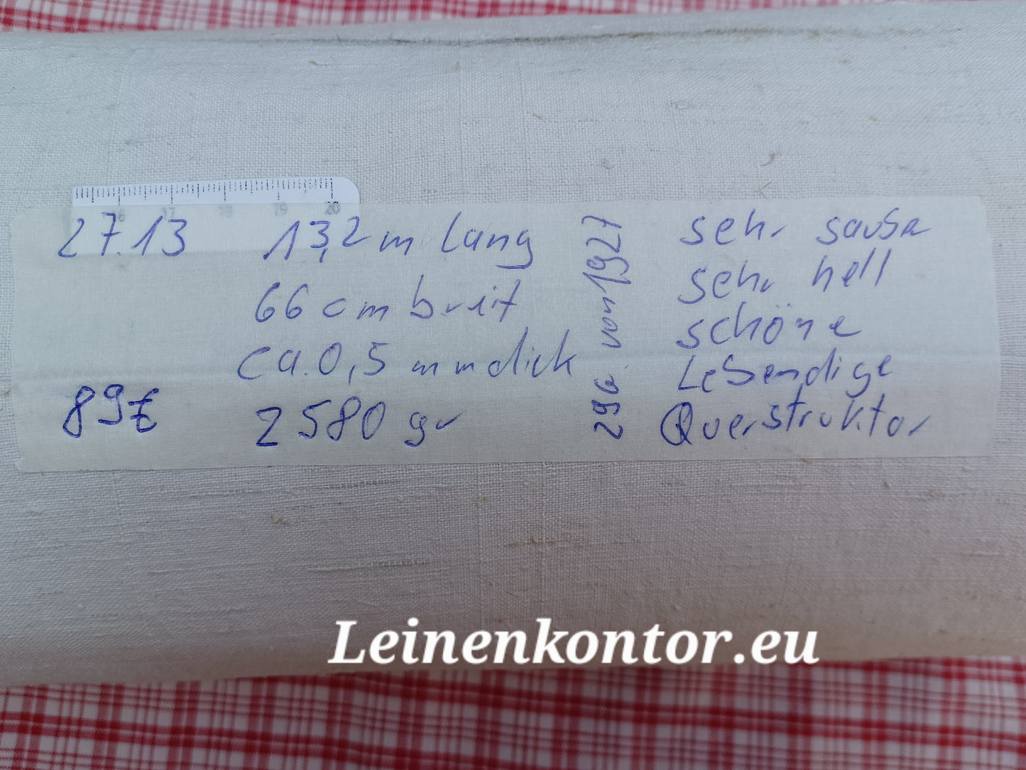 27.13 (13,2m x 0,66m x 0,5mm, 2580gr) Leinen Landhaus Leinenstoff Leinenballen