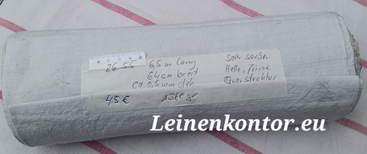 26.55 (6,5m x 0,64m x 0,5mm, 1360gr) Leinen Landhaus Leinenstoff Leinenballen