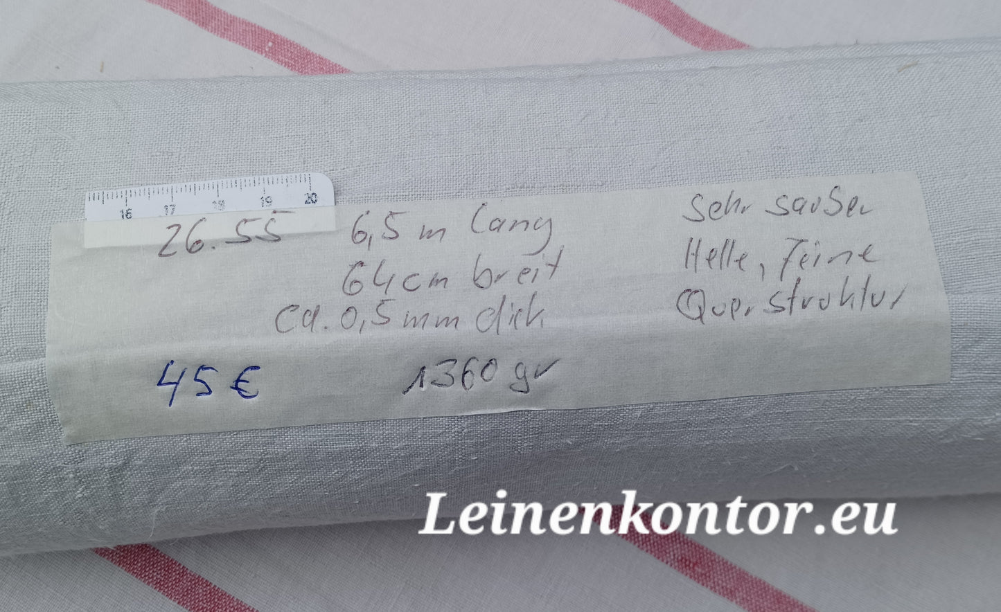 26.55 (6,5m x 0,64m x 0,5mm, 1360gr) Leinen Landhaus Leinenstoff Leinenballen