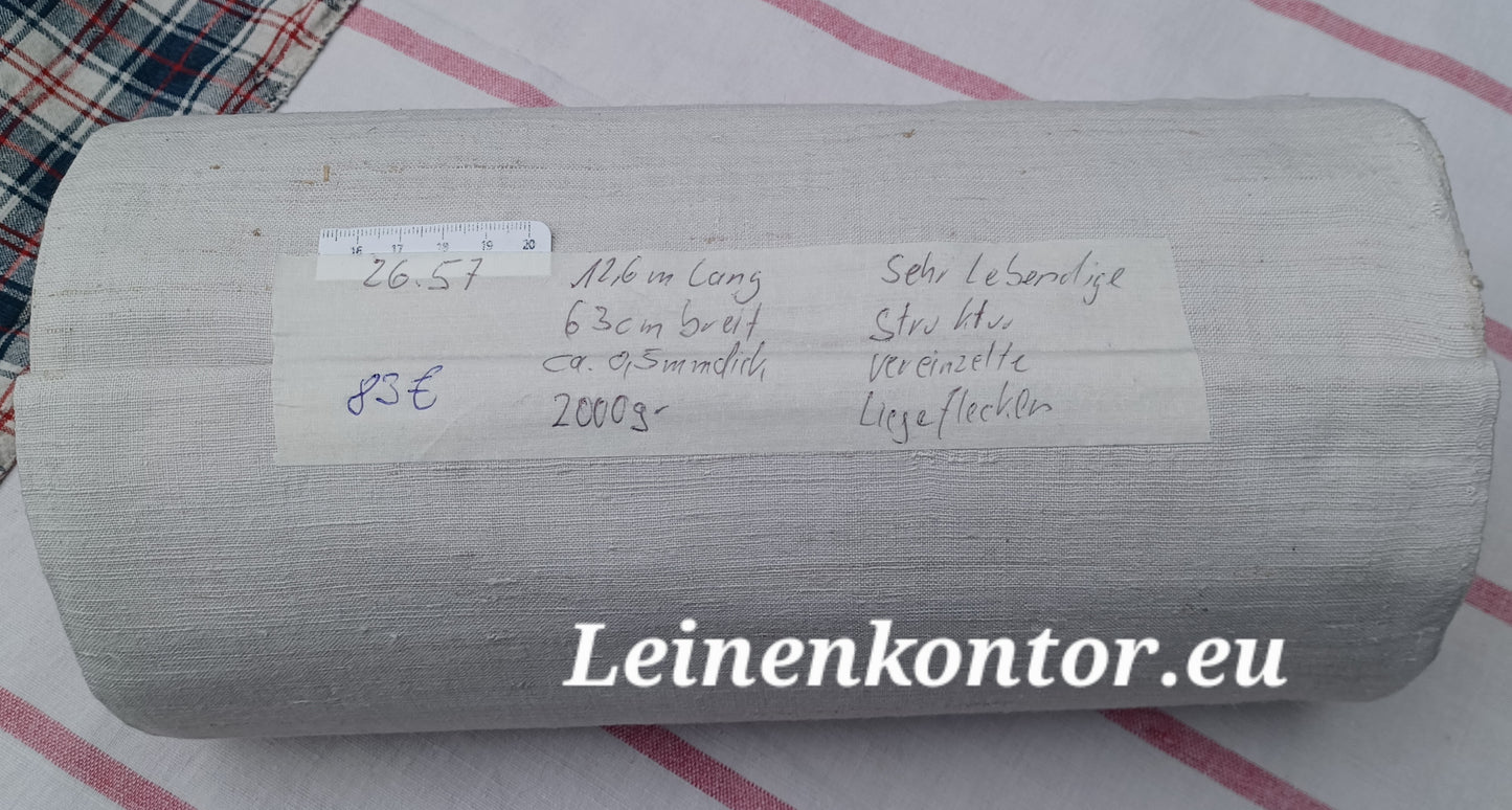 26.57 (12,6m x 0,63m x 0,5mm, 2000gr) Leinen Landhaus Leinenstoff Leinenballen