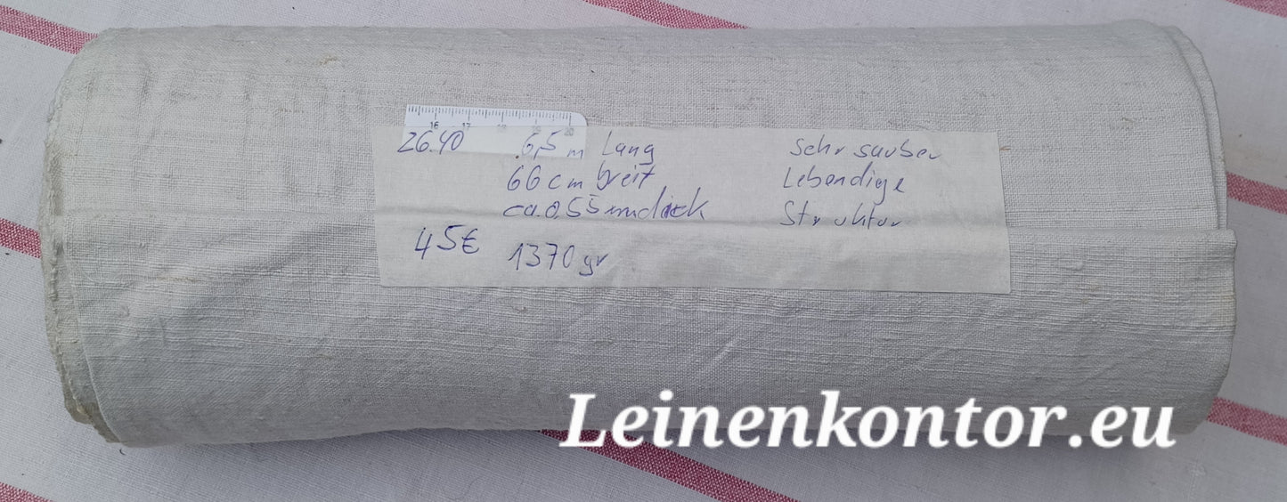 26.40 (6,5m x 0,66m x 0,55mm, 1370gr) Leinen Landhaus Leinenstoff Leinenballen