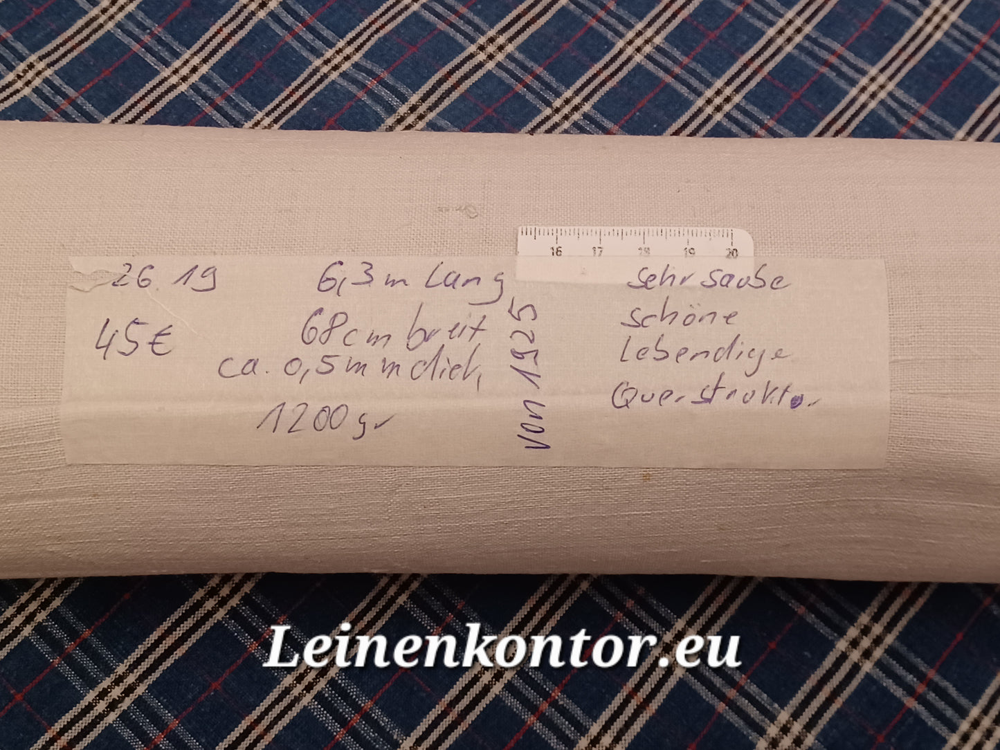26.19 (6,3m x 0,68m x 0,5mm, 1200gr) Bauernleinen Leinen Landhaus Leinenstoff Leinenballen