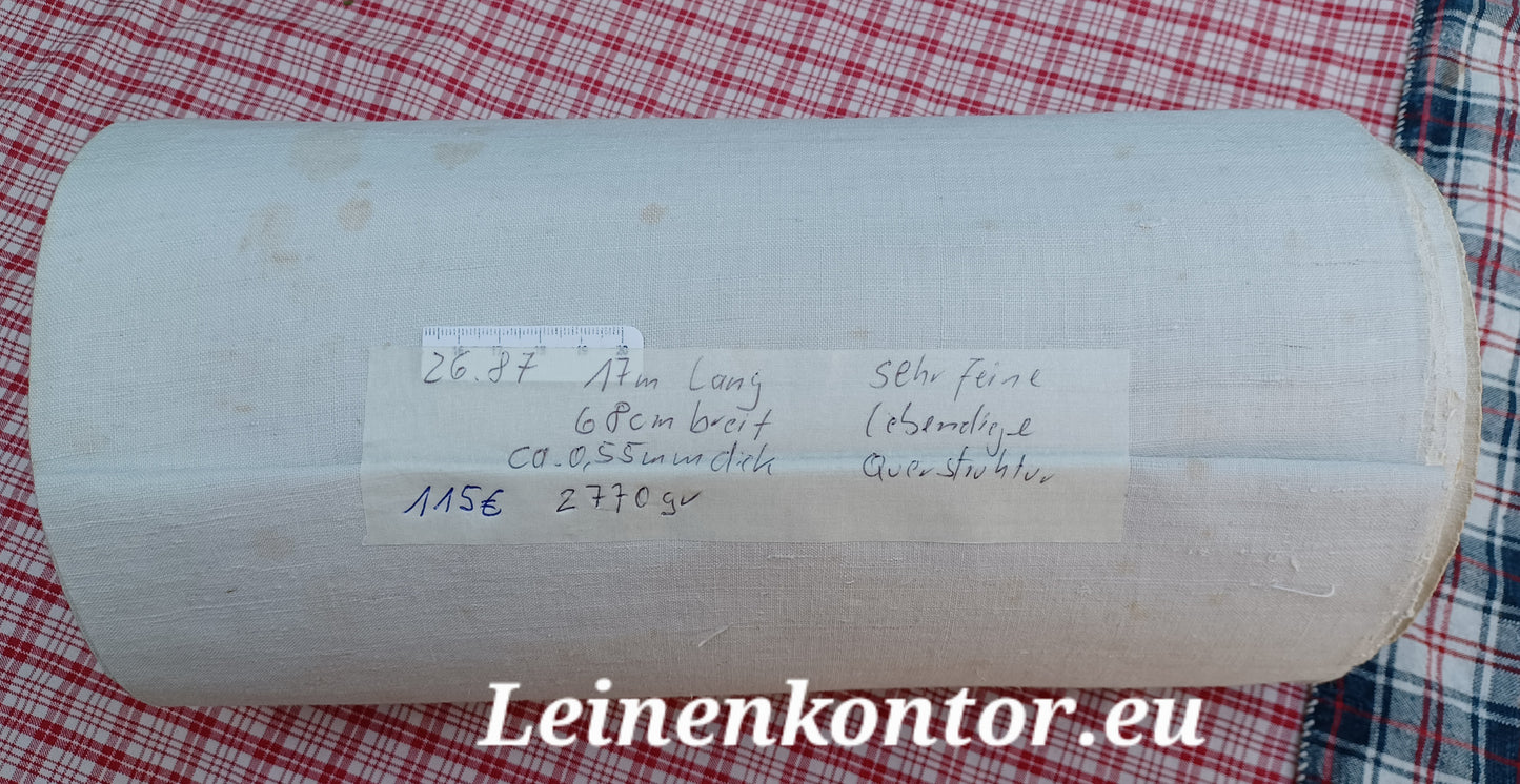 26.87 (17m x 0,68m x 0,55mm, 2770gr) Leinen Landhaus Leinenstoff Leinenballen