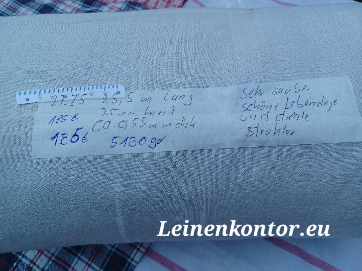 27.25 (25,5m x 0,75m x 0,5mm, 5130gr) Leinen Landhaus Leinenstoff Leinenballen