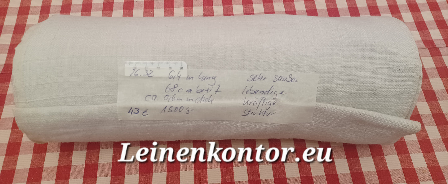 26.32 (6,4m x 68m x 0,6mm, 1500gr) Leinen Landhaus Leinenstoff Leinenballen