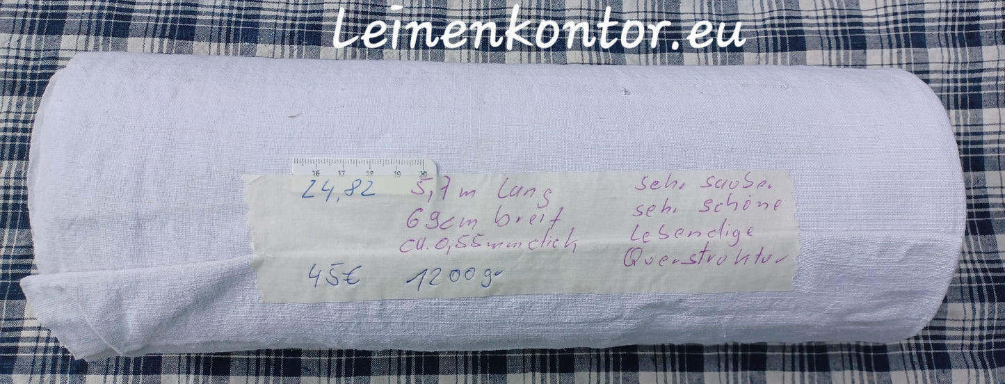 24.82 (5,7m x 0,69m x 0,55mm) Altes Bauernleinen Landhaus Leinenstoff Leinenballen