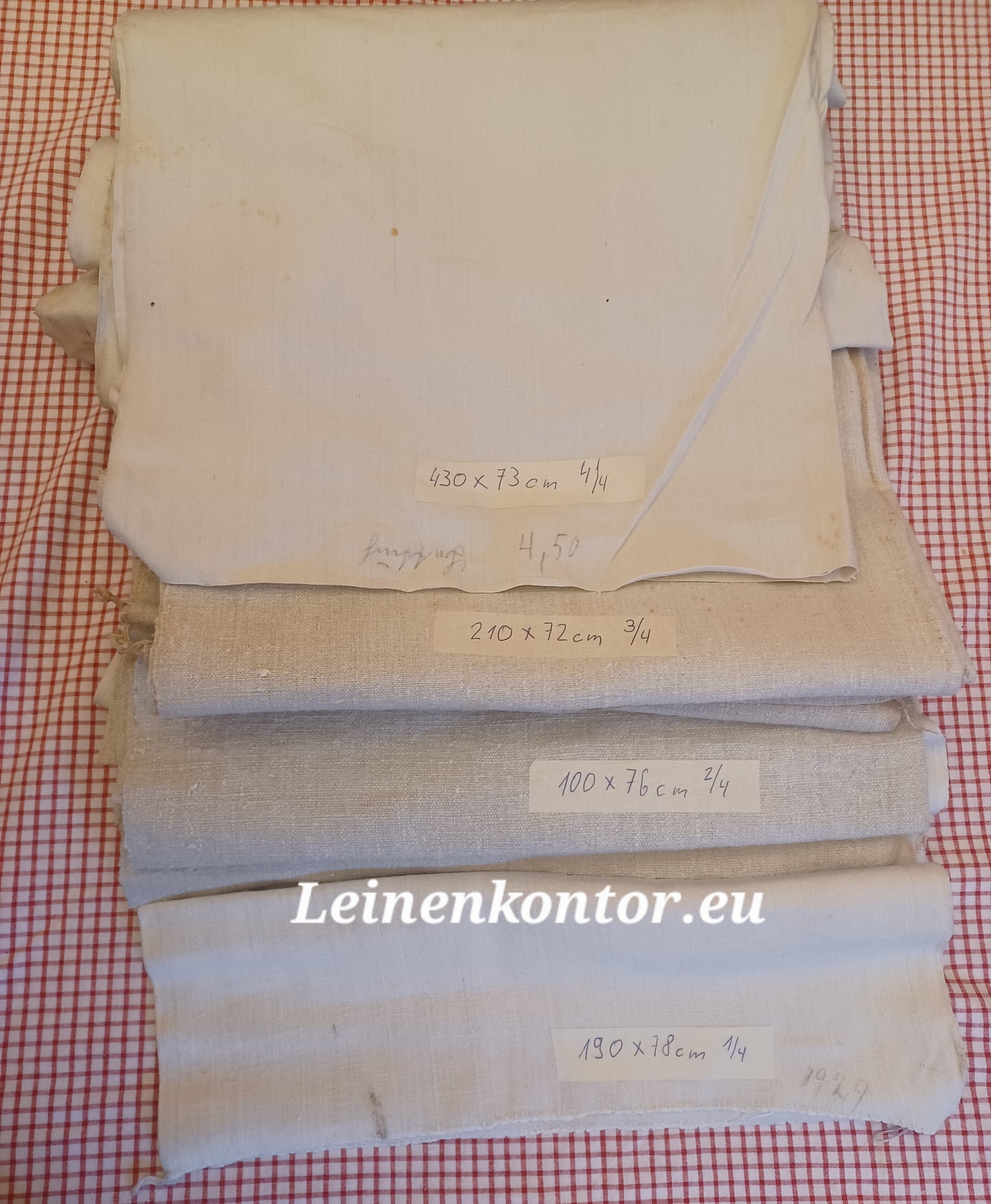 Konv. 01.03 (4 Teile) Leinen Landhaus Leinenstoff Leinenballen Bauernleinen