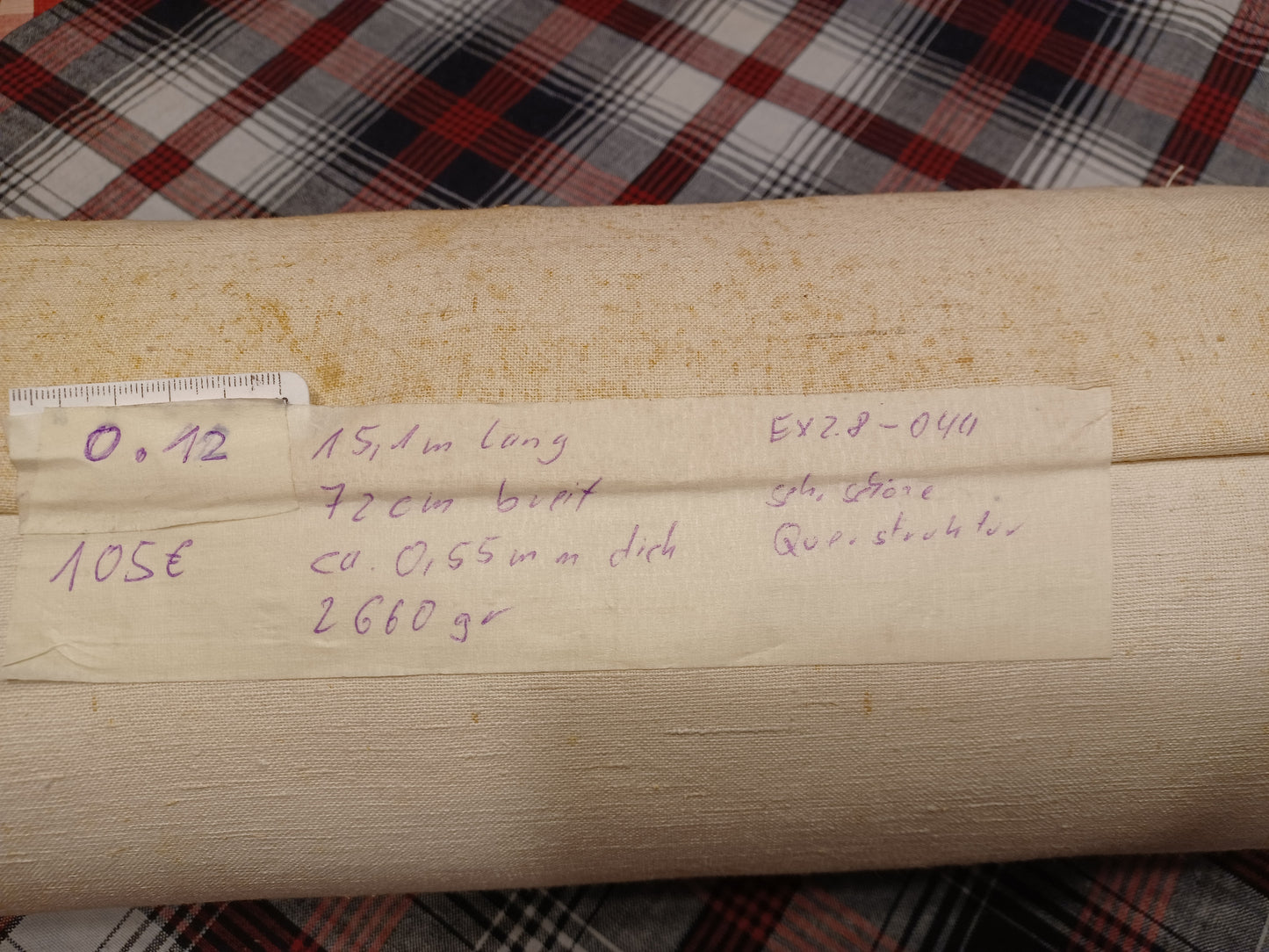 0.12 (15,10m x 0,72m x 0,55mm) Altes Bauern Leinen Landhaus Leinenstoff Leinenballen