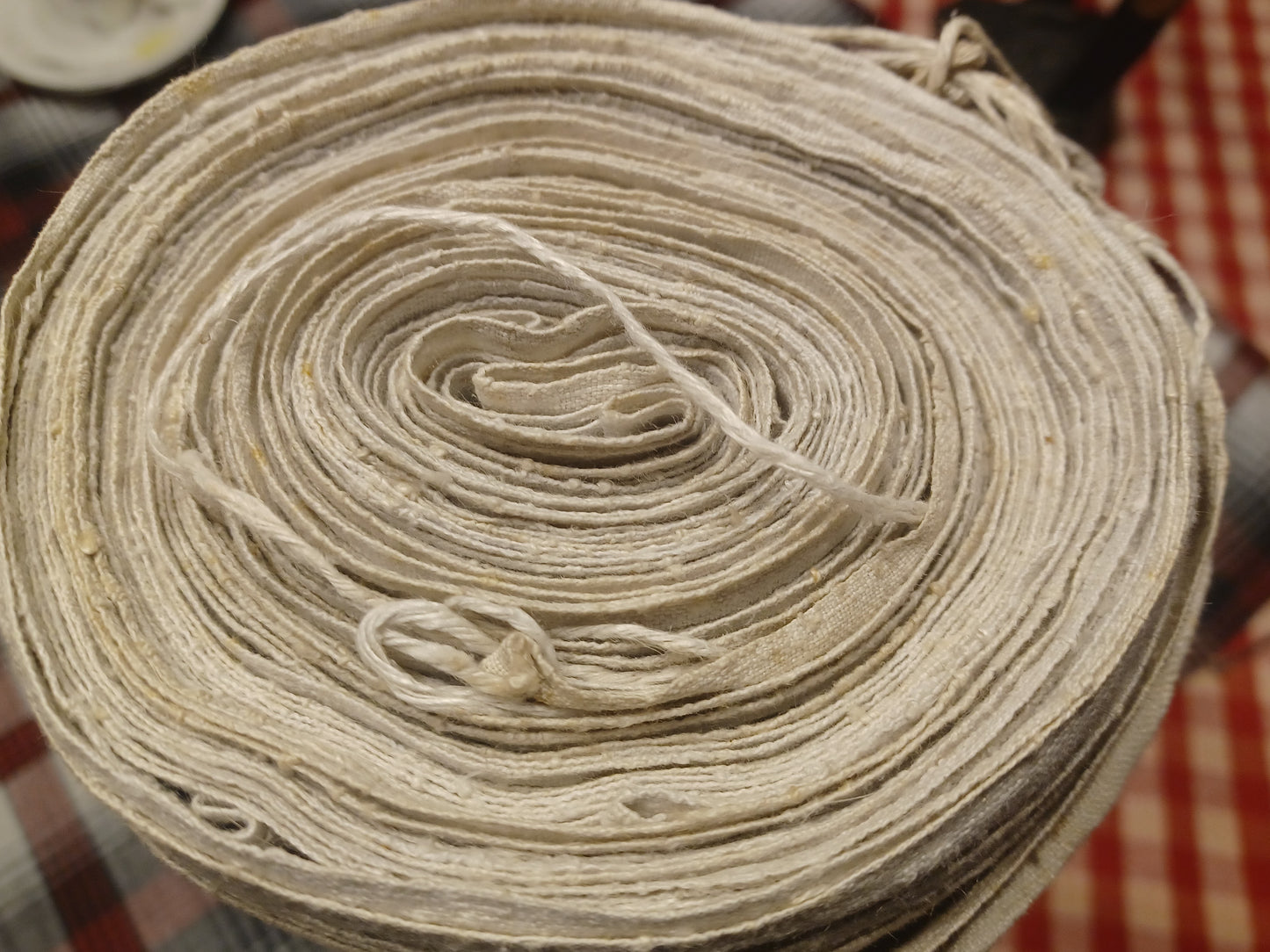 13.20 (11,2m x 0,62m x 0,45mm) Altes Bauern Leinen Landhaus Leinenstoff Leinenballen