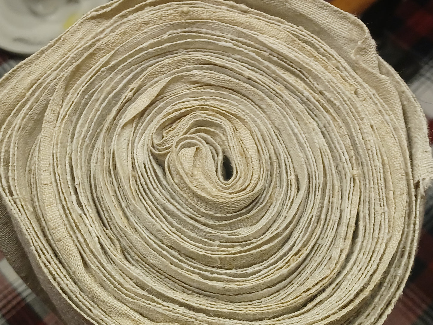 13.07 (8,3m x 0,68m x 0,55mm) Altes Bauern Leinen Landhaus Leinenstoff Leinenballen