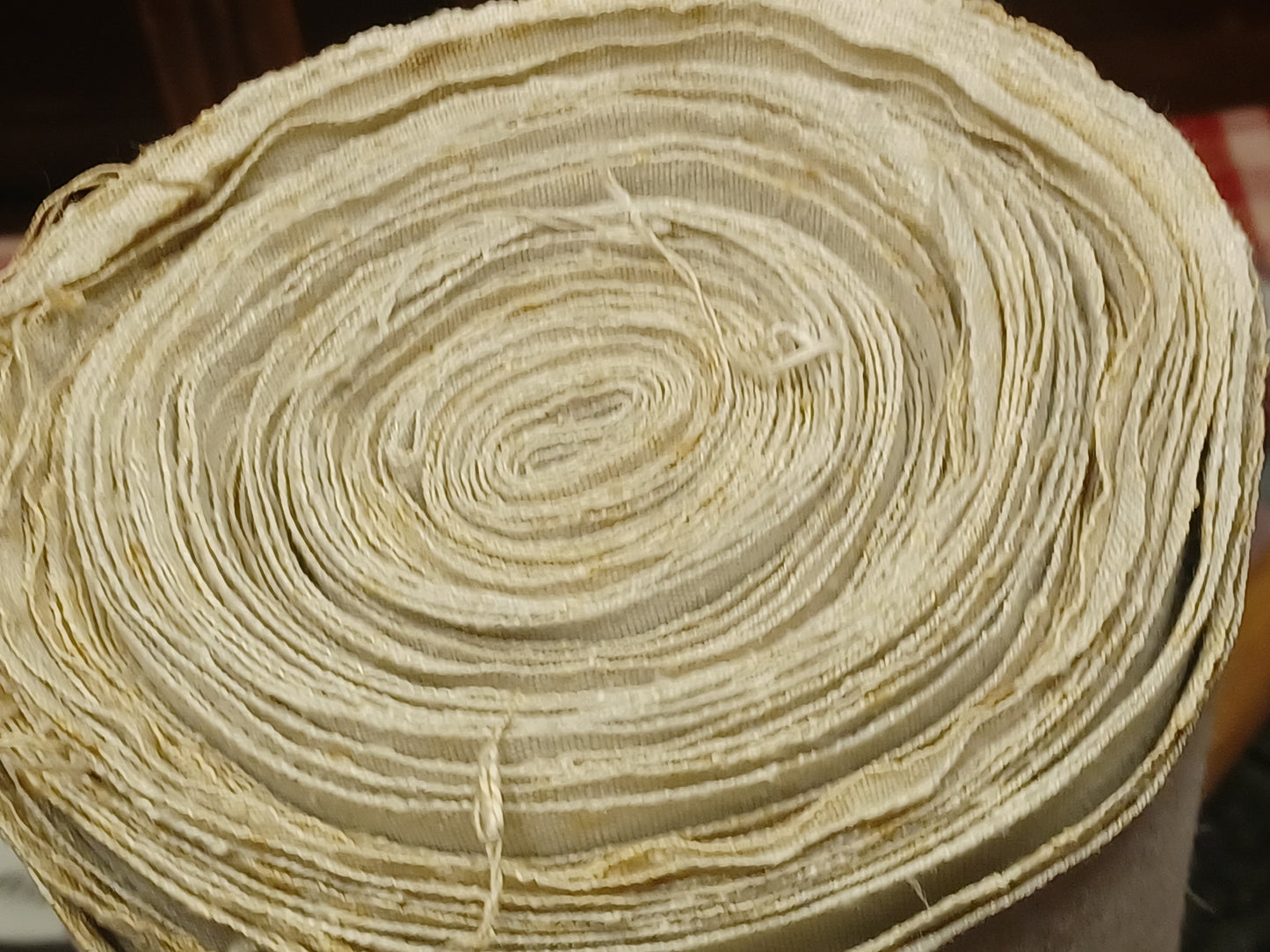 14.10 (9,0m x 0,72m x 0,5mm) Altes Bauern Leinen Landhaus Leinenstoff Leinenballen